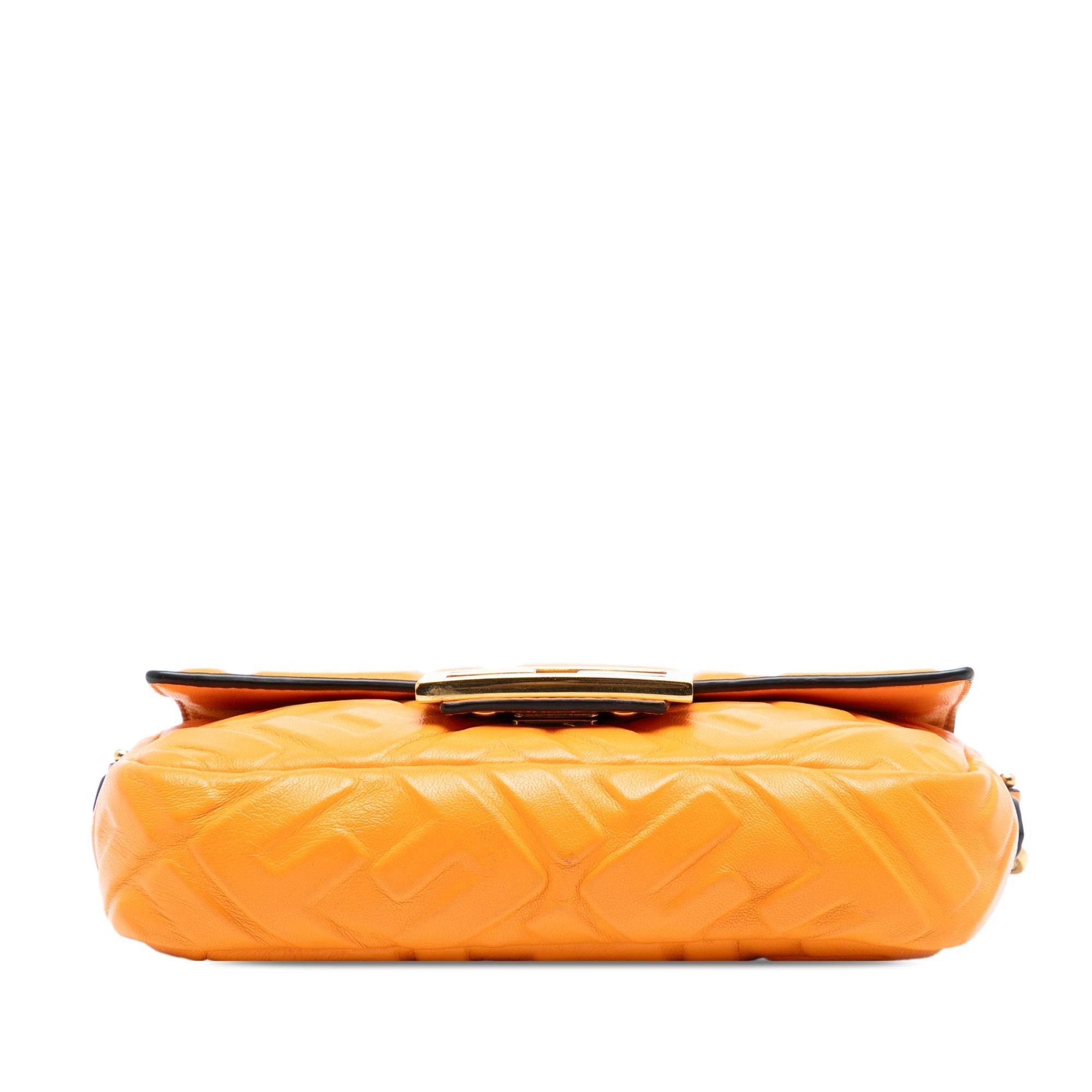 Fendi Mini Zucca Embossed Leather Baguette Satchel