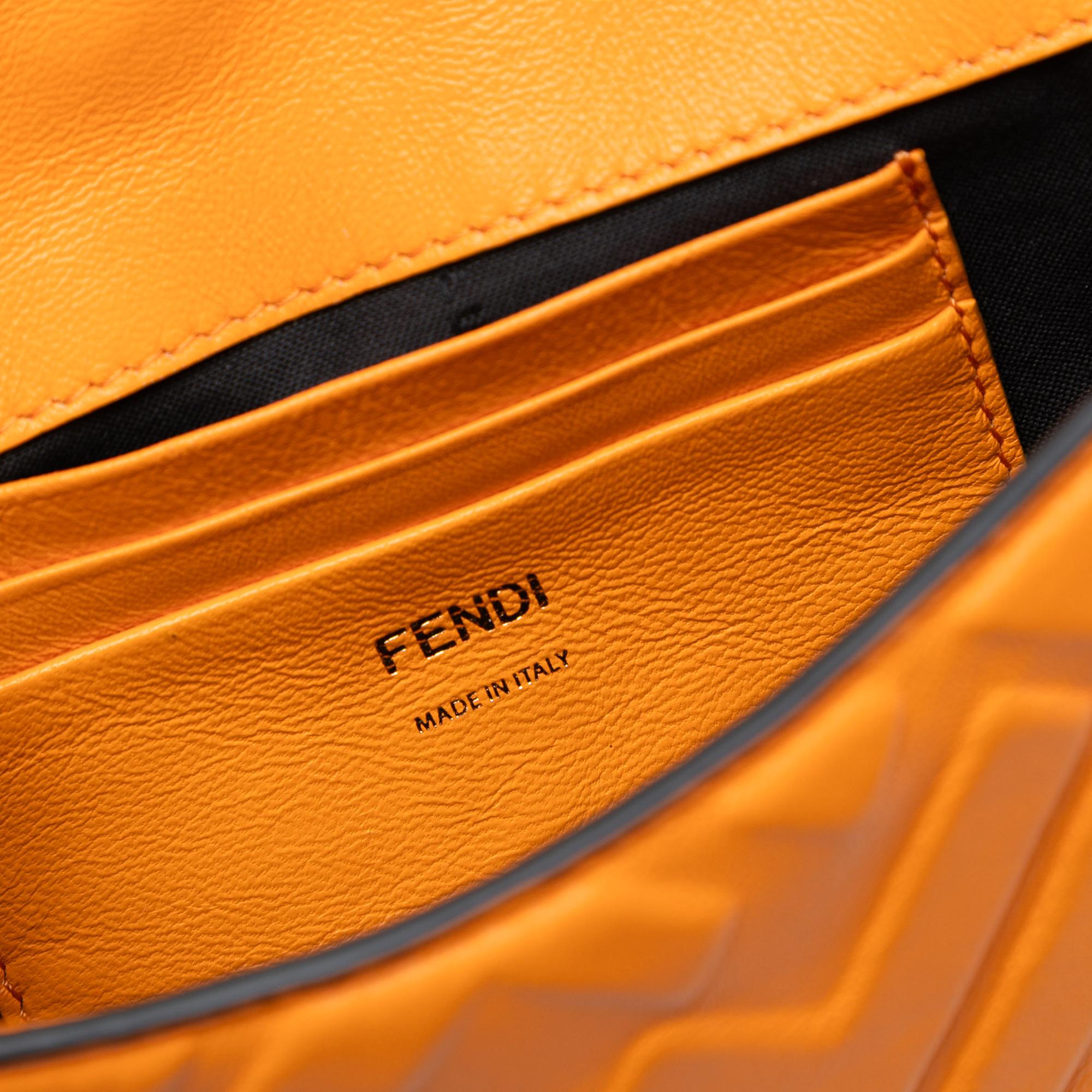 Fendi Mini Zucca Embossed Leather Baguette Satchel