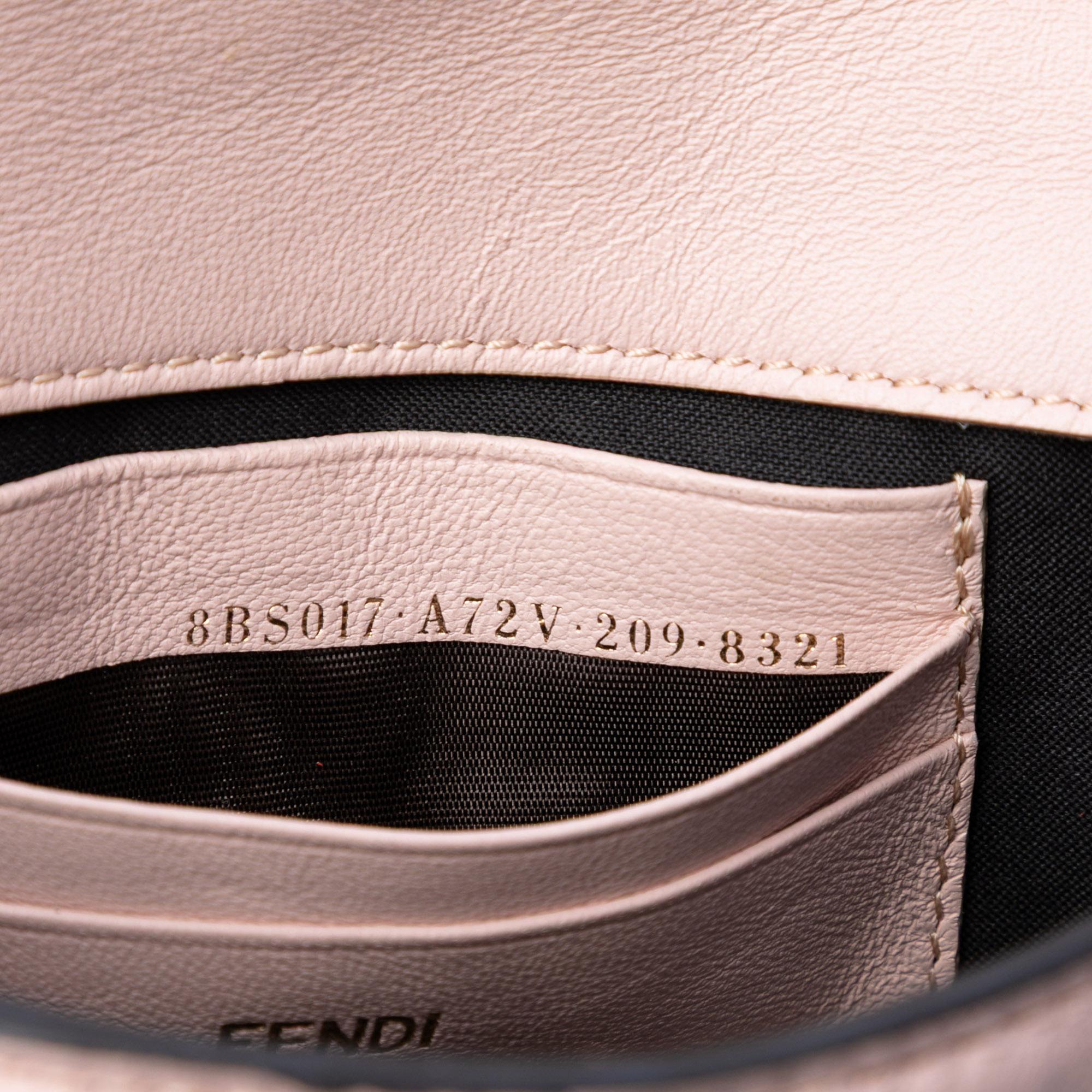 Fendi Mini Zucca Embossed Leather Baguette Satchel