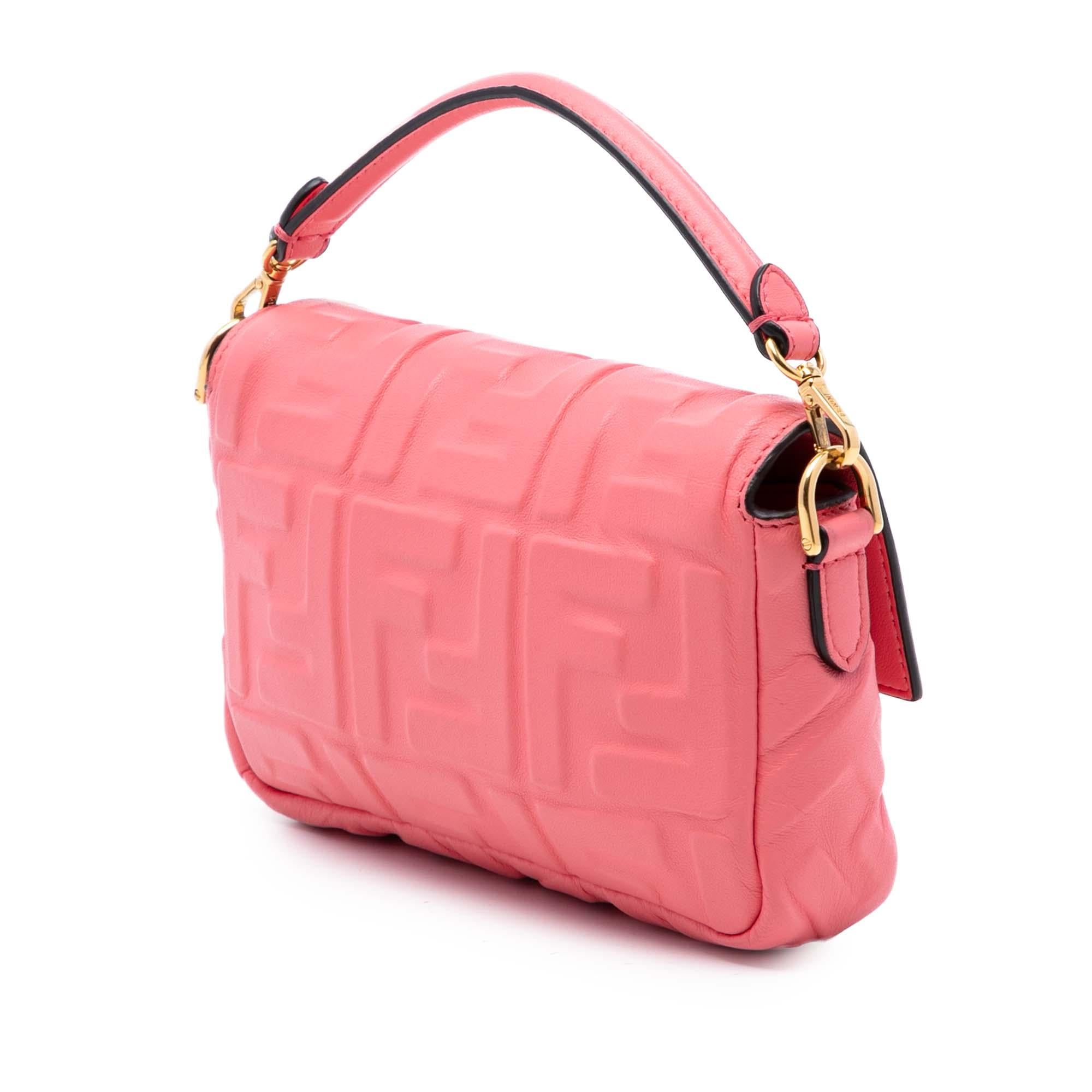 Fendi Mini Zucca Embossed Leather Baguette Satchel