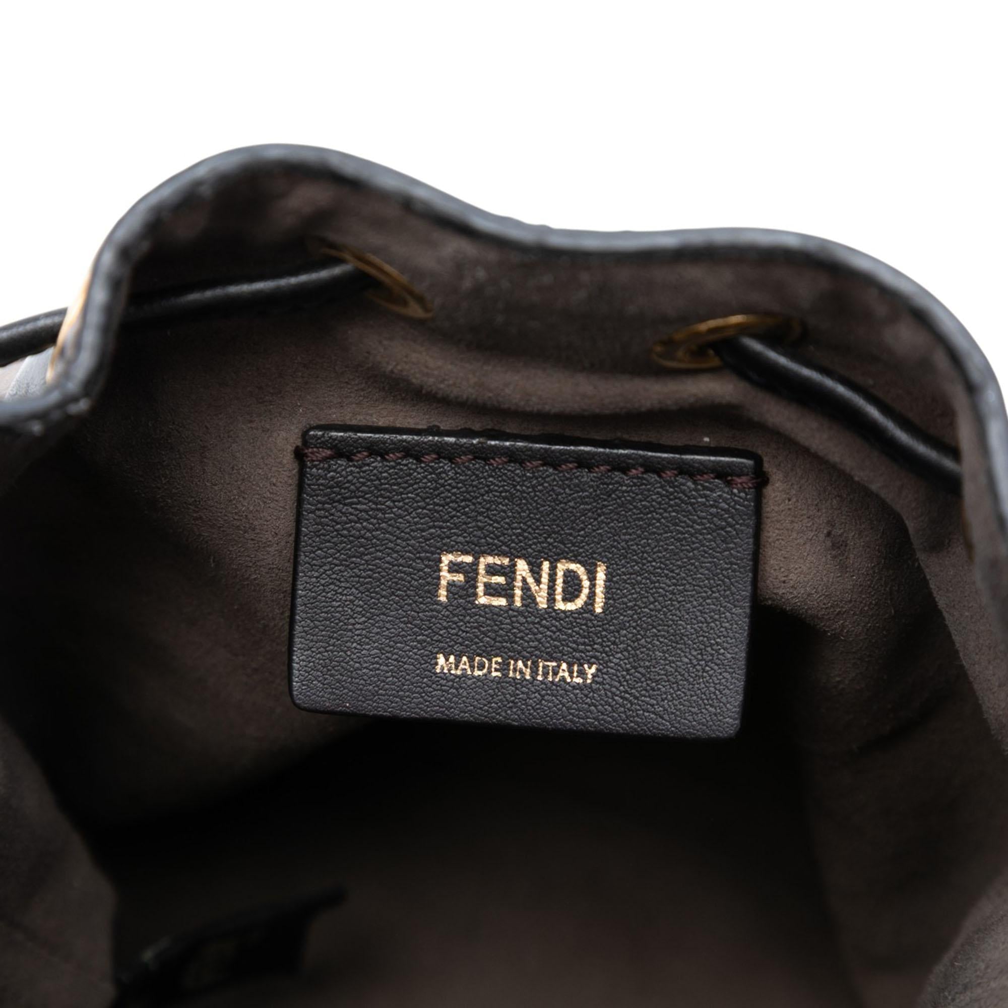 Fendi Mini Zucca Embossed Leather Mon Tresor Bucket Bag