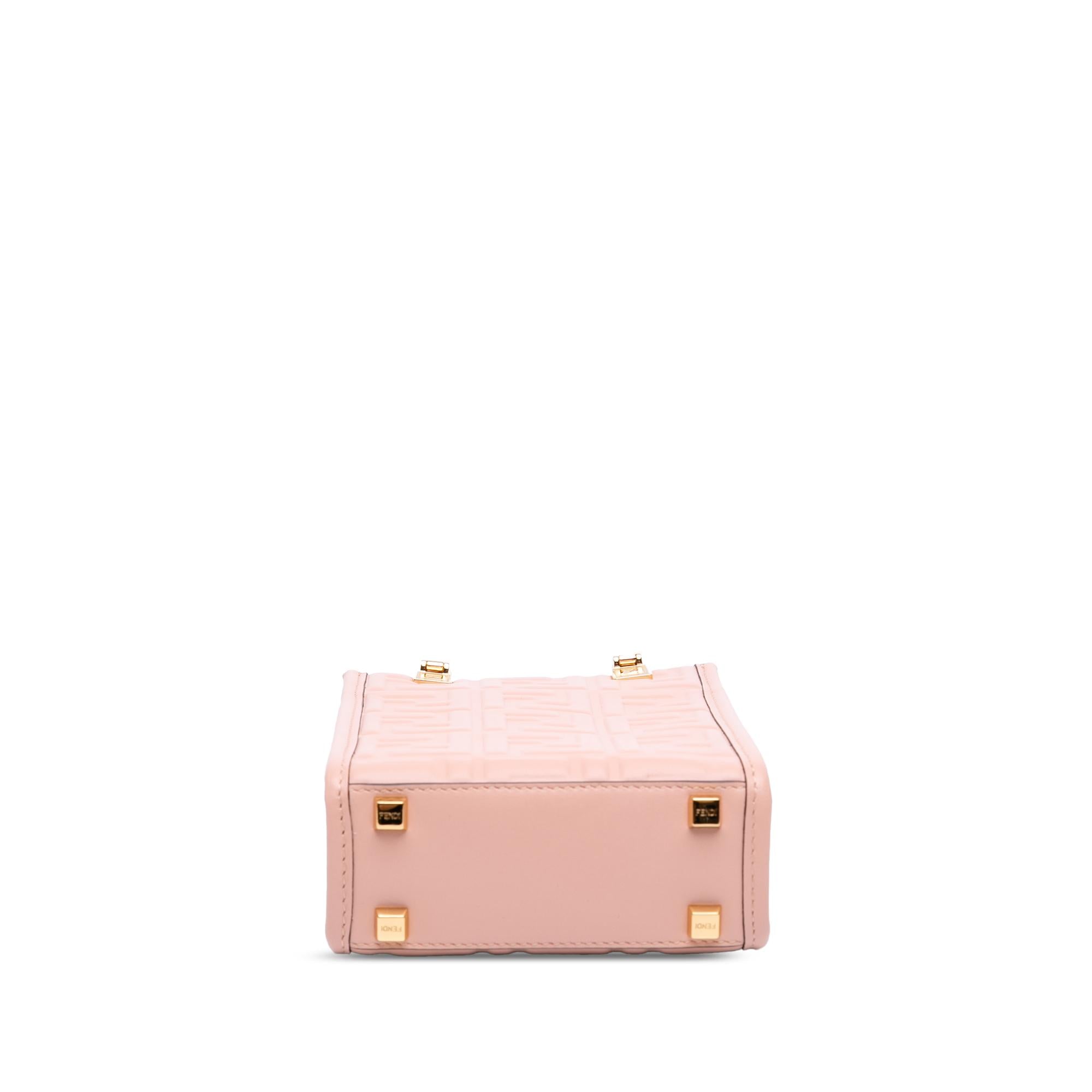 Fendi Mini Zucca Embossed Leather Sunshine Shopper Tote