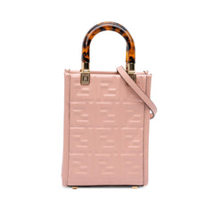 Fendi Mini Zucca Embossed Leather Sunshine Shopper Tote