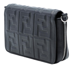 Fendi Mini Zucca Embossed Nappa Expandable Flap Crossbody