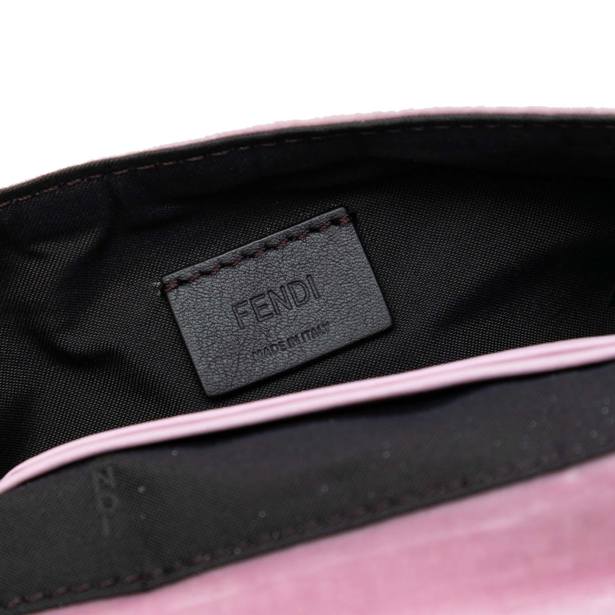 Fendi Mini Zucca Embossed Velvet Baguette Satchel