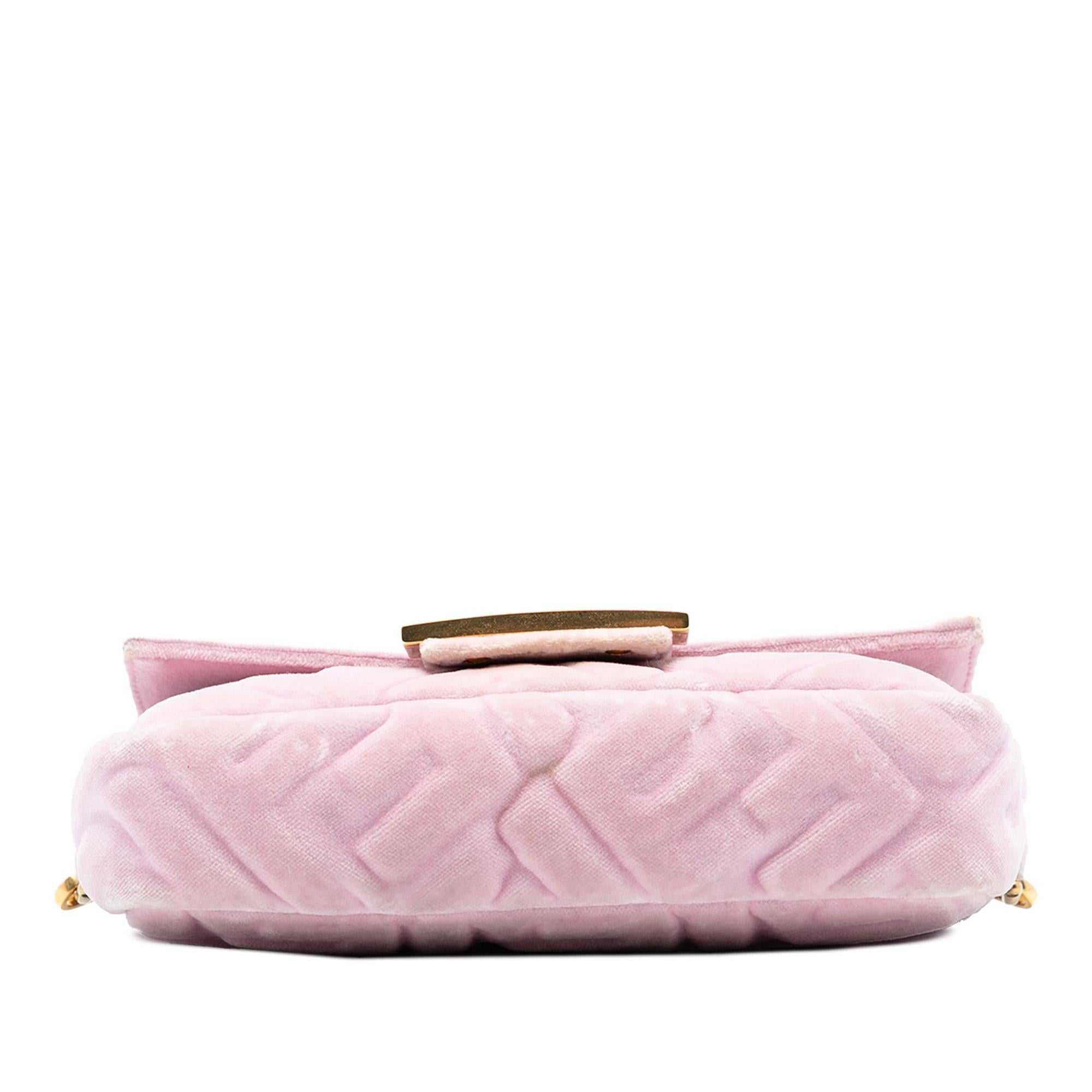 Fendi Mini Zucca Embossed Velvet Baguette Satchel