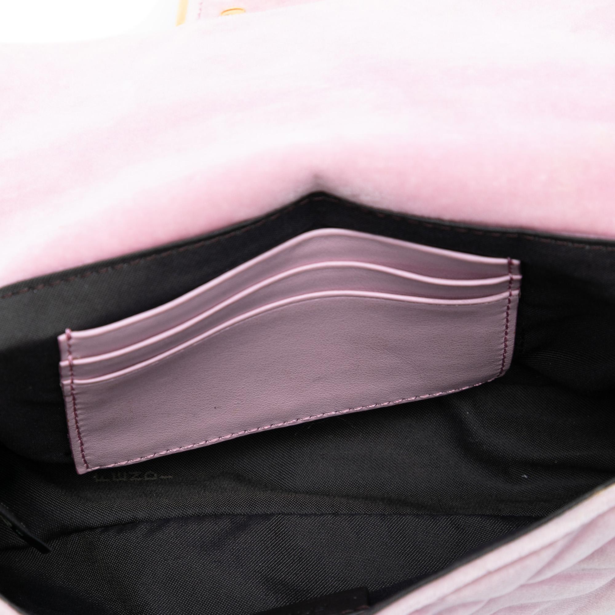 Fendi Mini Zucca Embossed Velvet Baguette Satchel