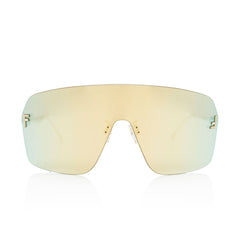 Fendi Mirrored Crystal F Gold Shield Sunglasses