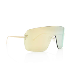 Fendi Mirrored Crystal F Gold Shield Sunglasses