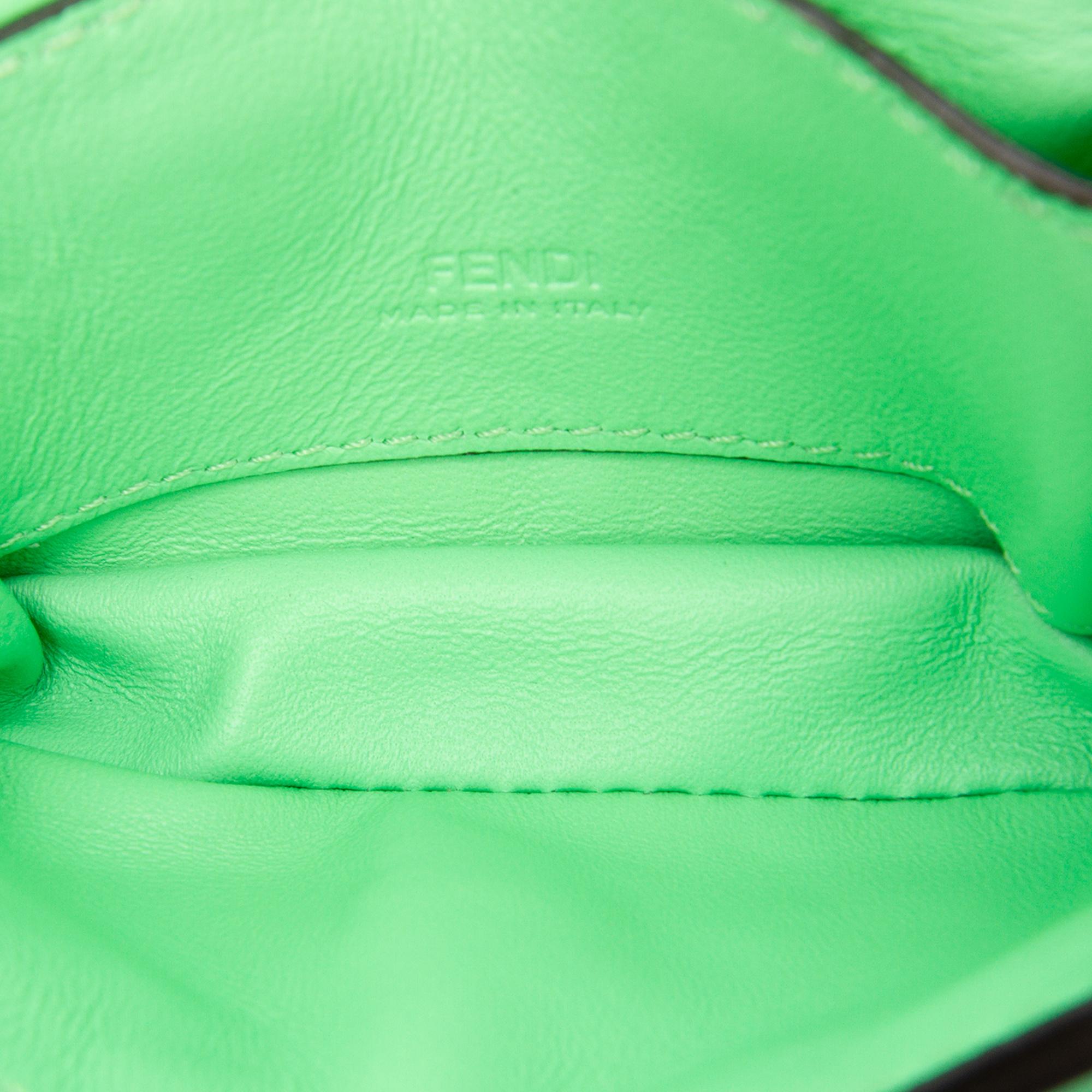 Fendi Nano Zucca Embossed Leather Baguette Charm