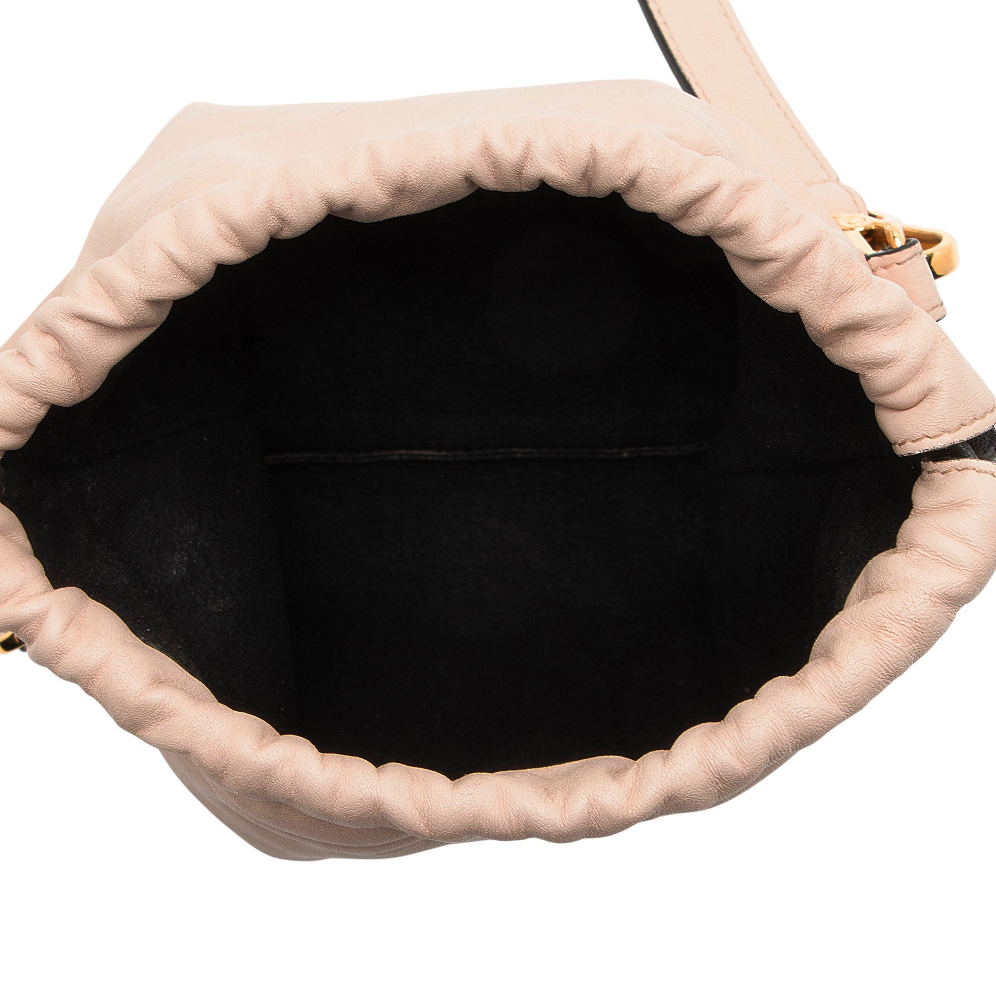 Fendi Nappa Leather Logo Drawstring Shoulder Bag