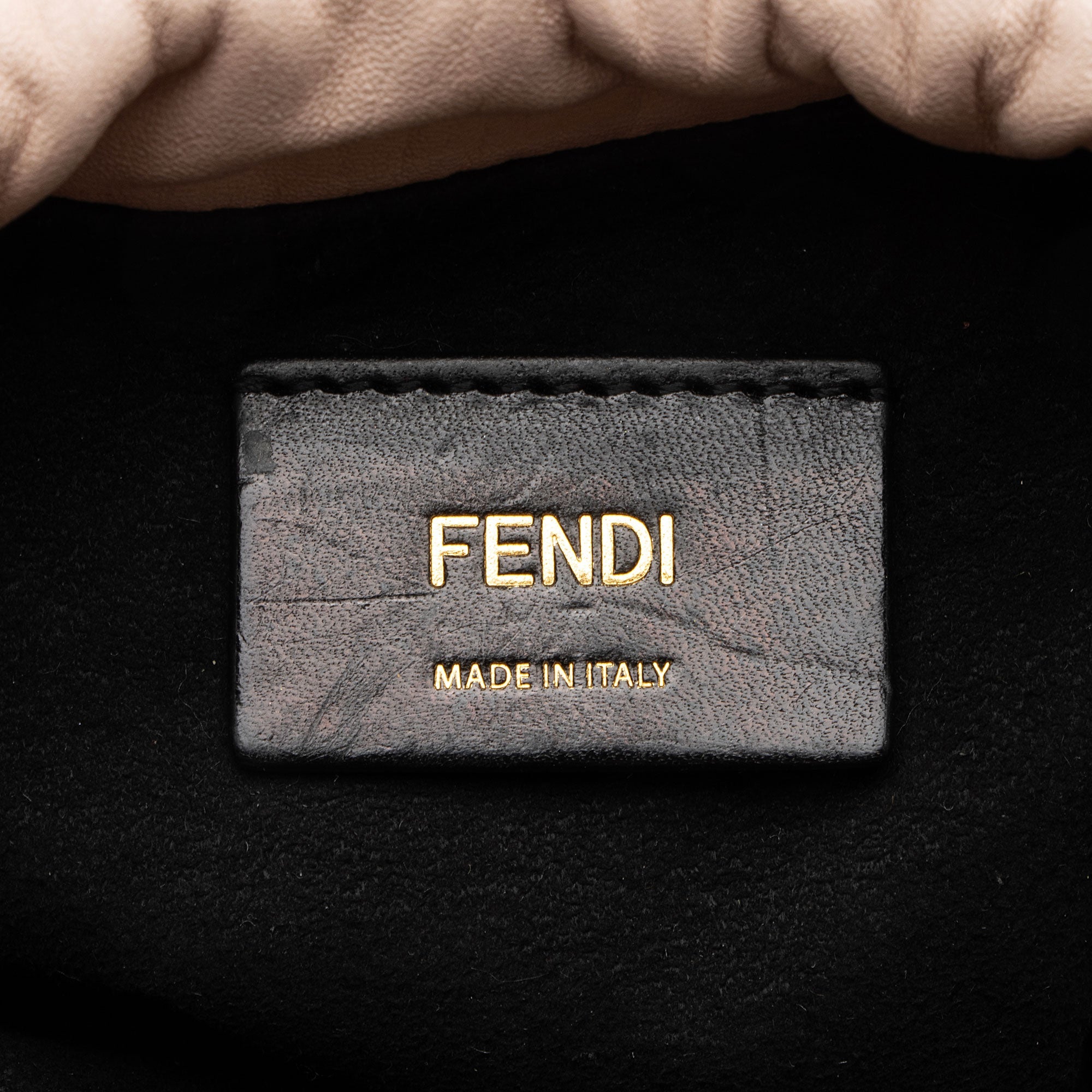 Fendi Nappa Leather Logo Drawstring Shoulder Bag