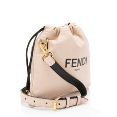 Fendi Nappa Leather Logo Drawstring Shoulder Bag