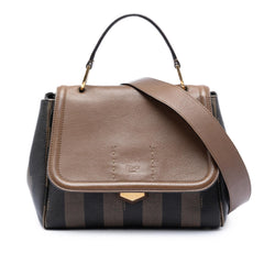Fendi Pequin Coated Canvas and Leather Silvana Satchel