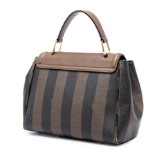 Fendi Pequin Coated Canvas and Leather Silvana Satchel