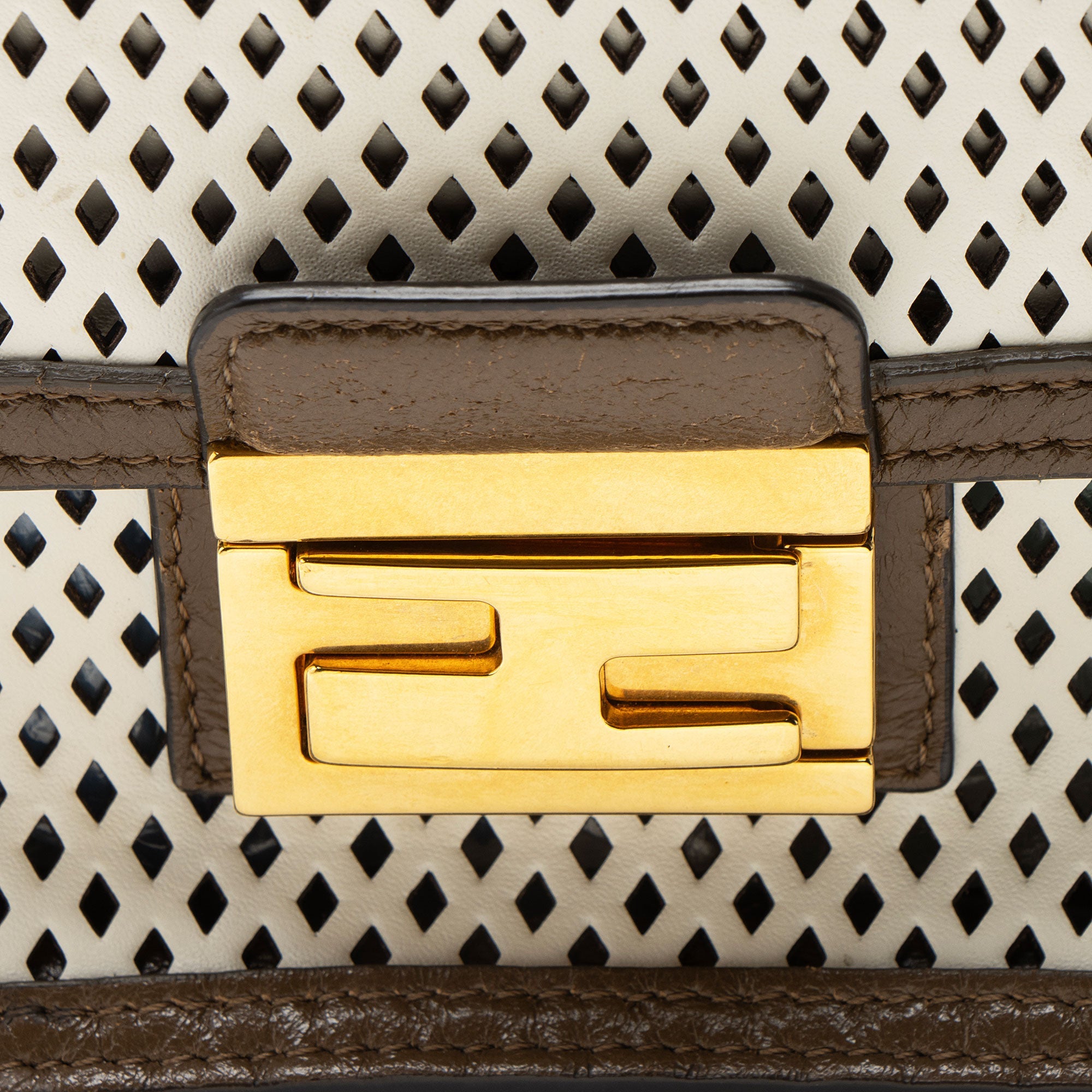Fendi Perforated Leather Kan U Small Shoulder Bag