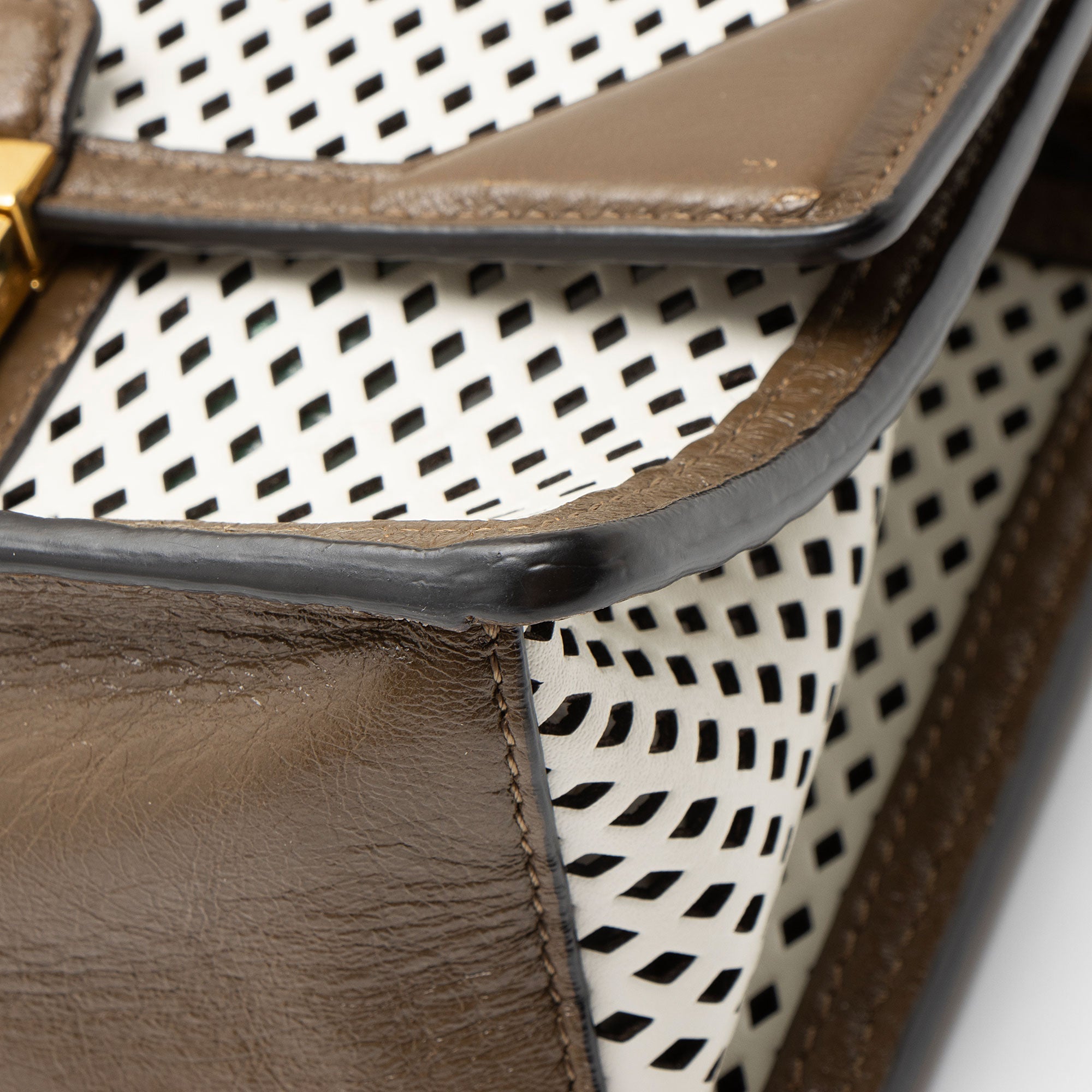 Fendi Perforated Leather Kan U Small Shoulder Bag