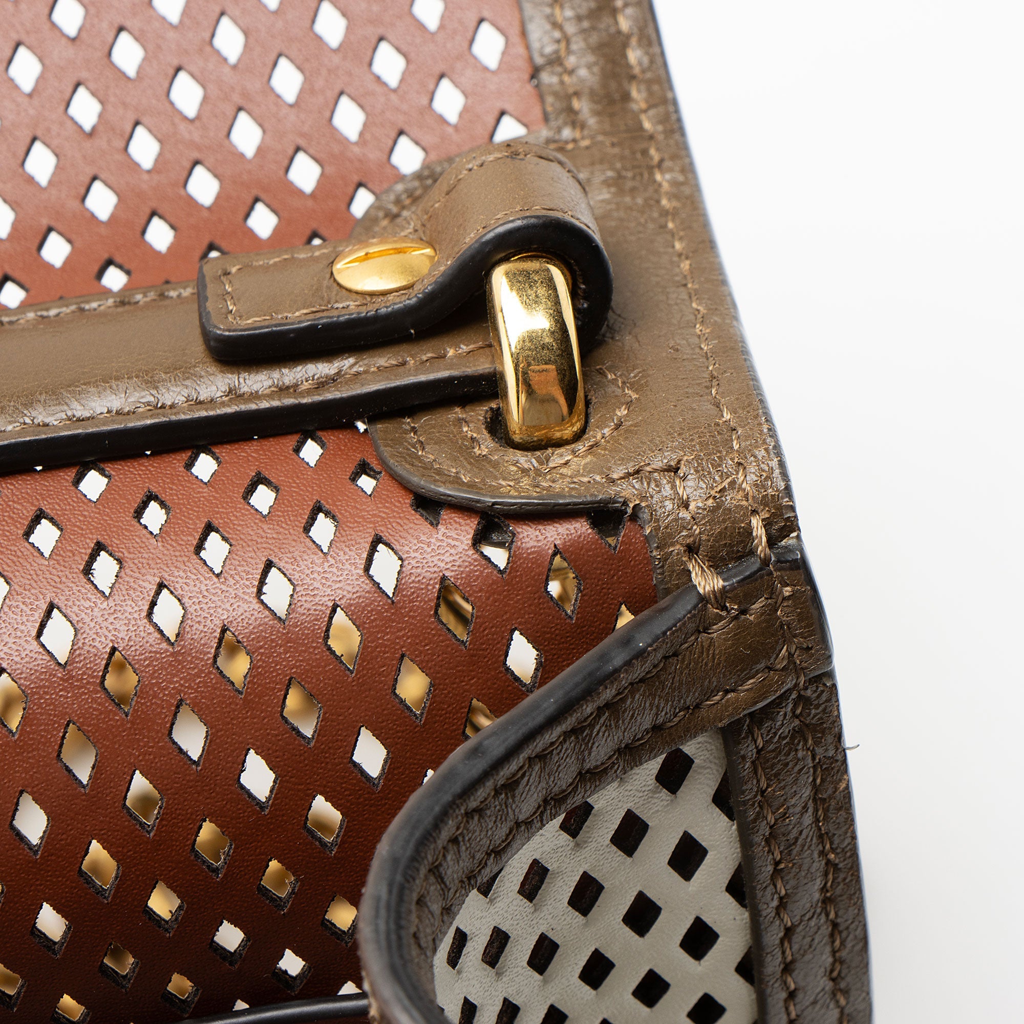 Fendi Perforated Leather Kan U Small Shoulder Bag