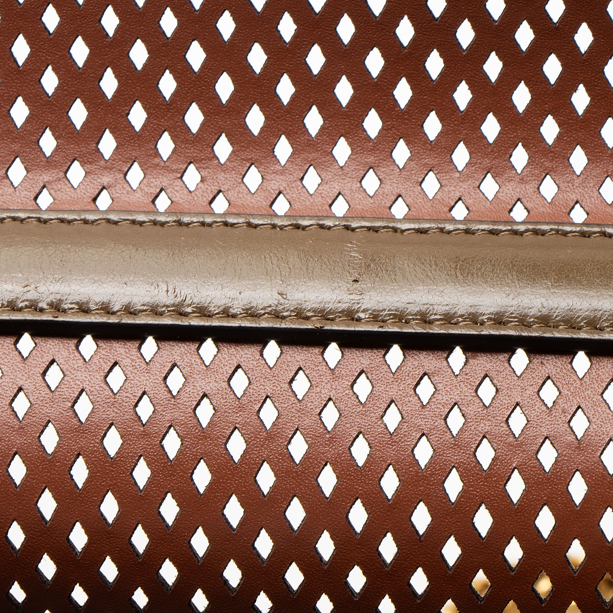 Fendi Perforated Leather Kan U Small Shoulder Bag