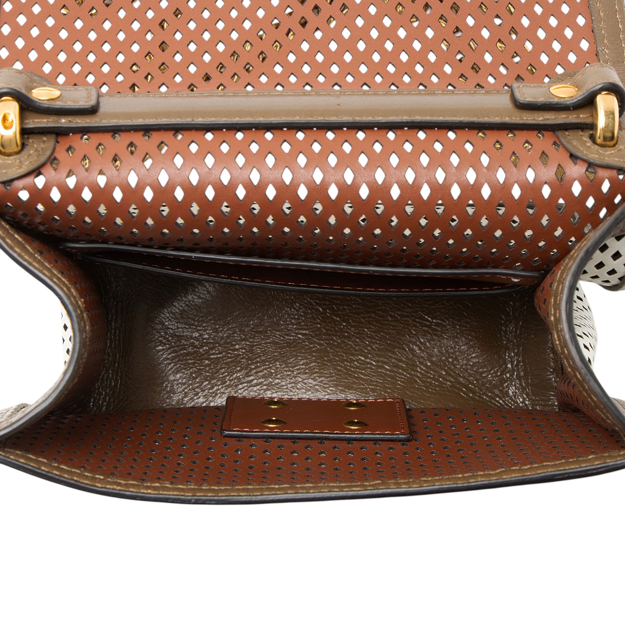 Fendi Perforated Leather Kan U Small Shoulder Bag