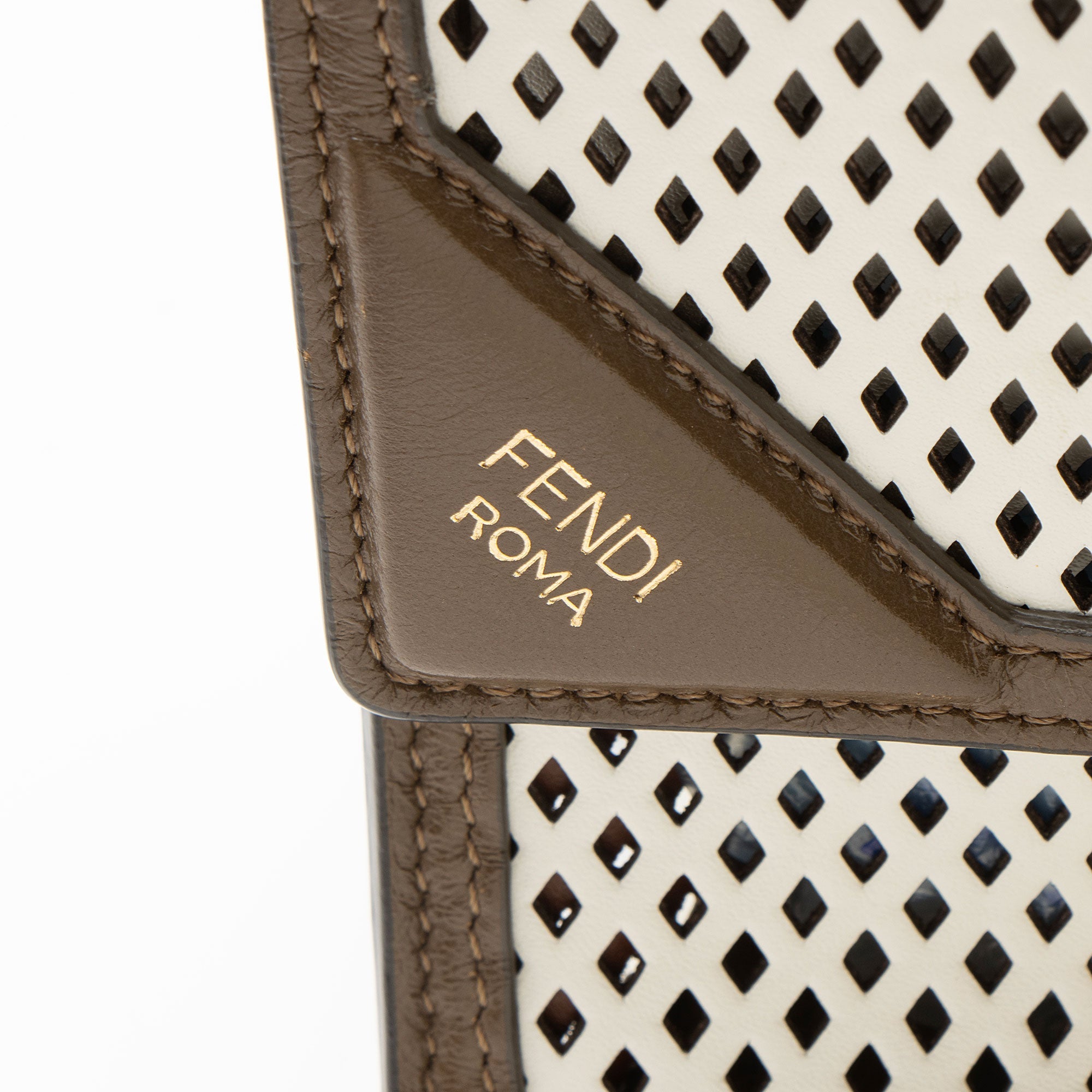 Fendi Perforated Leather Kan U Small Shoulder Bag