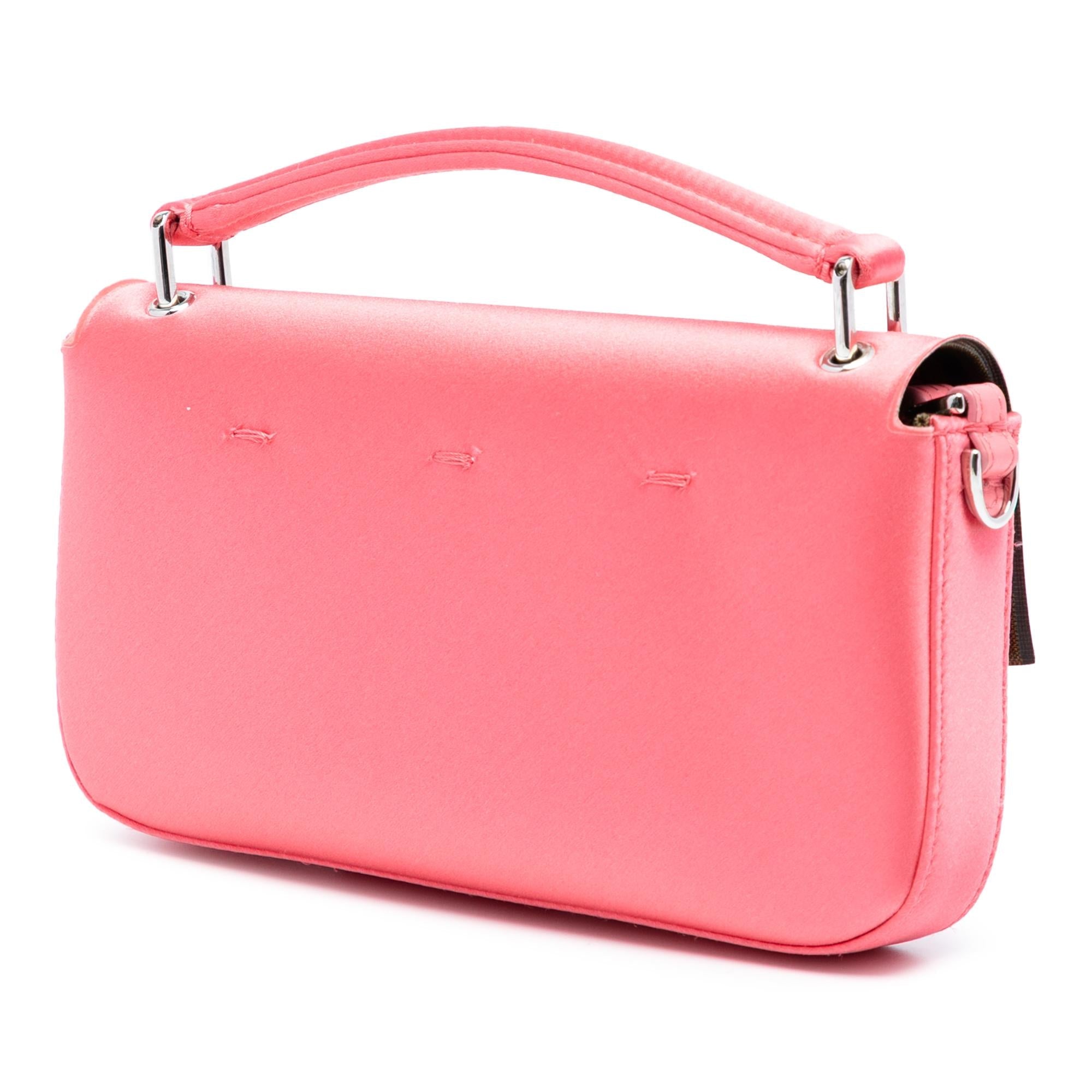 Fendi Satin Phone Pouch Baguette Satchel