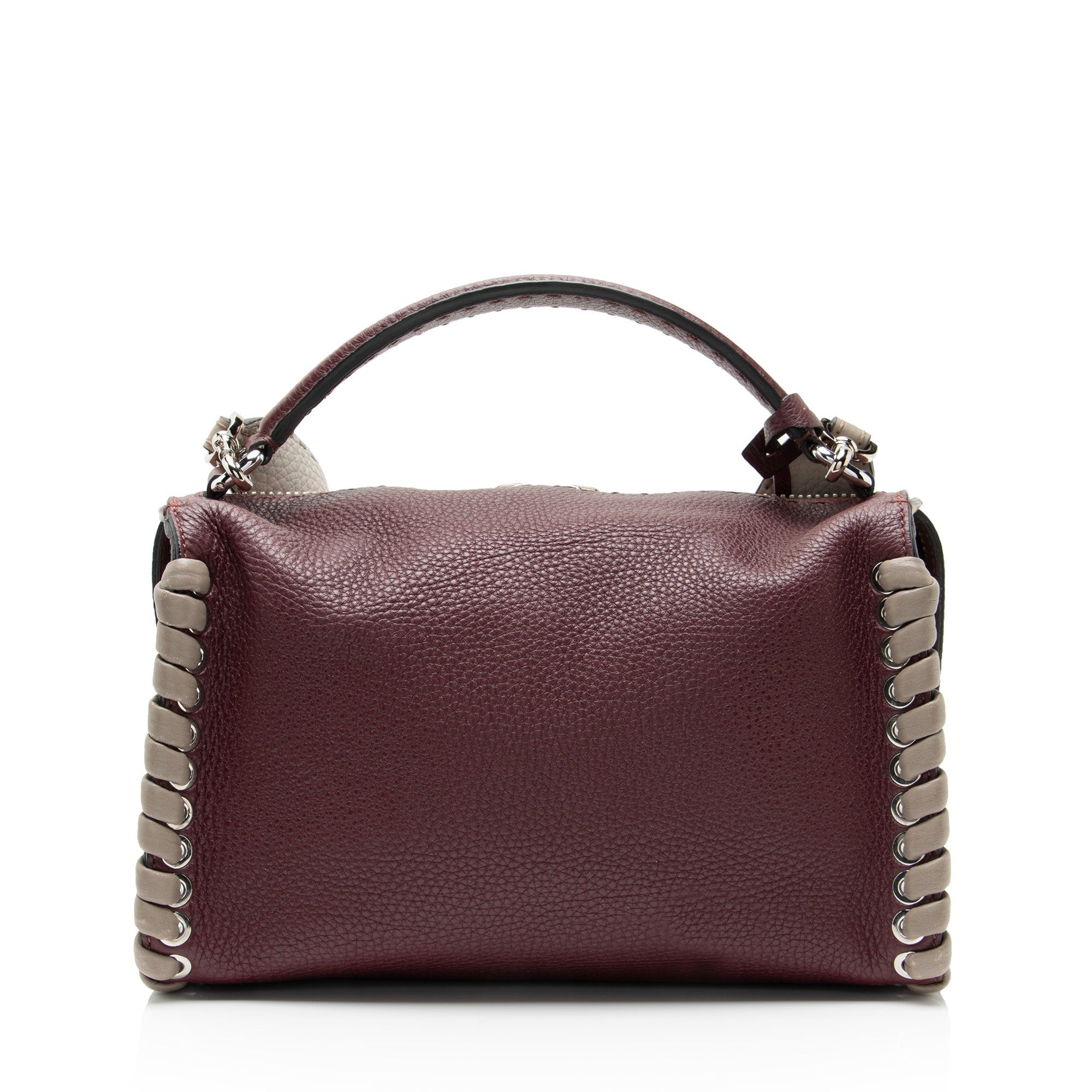 Fendi Selleria Leather Whipstitch Lei Boston Bag