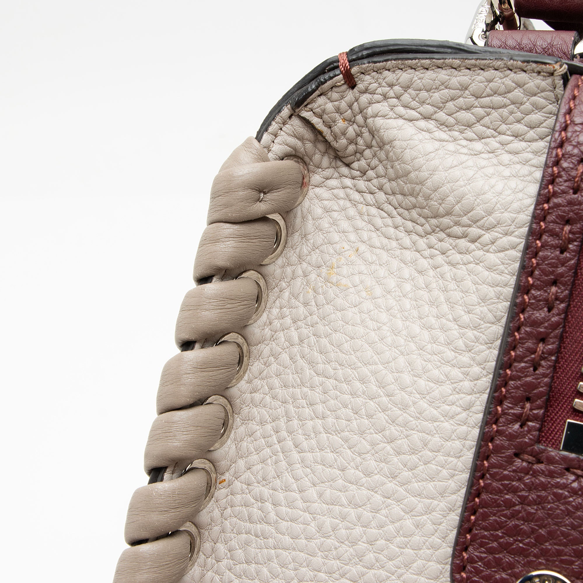 Fendi Selleria Leather Whipstitch Lei Boston Bag