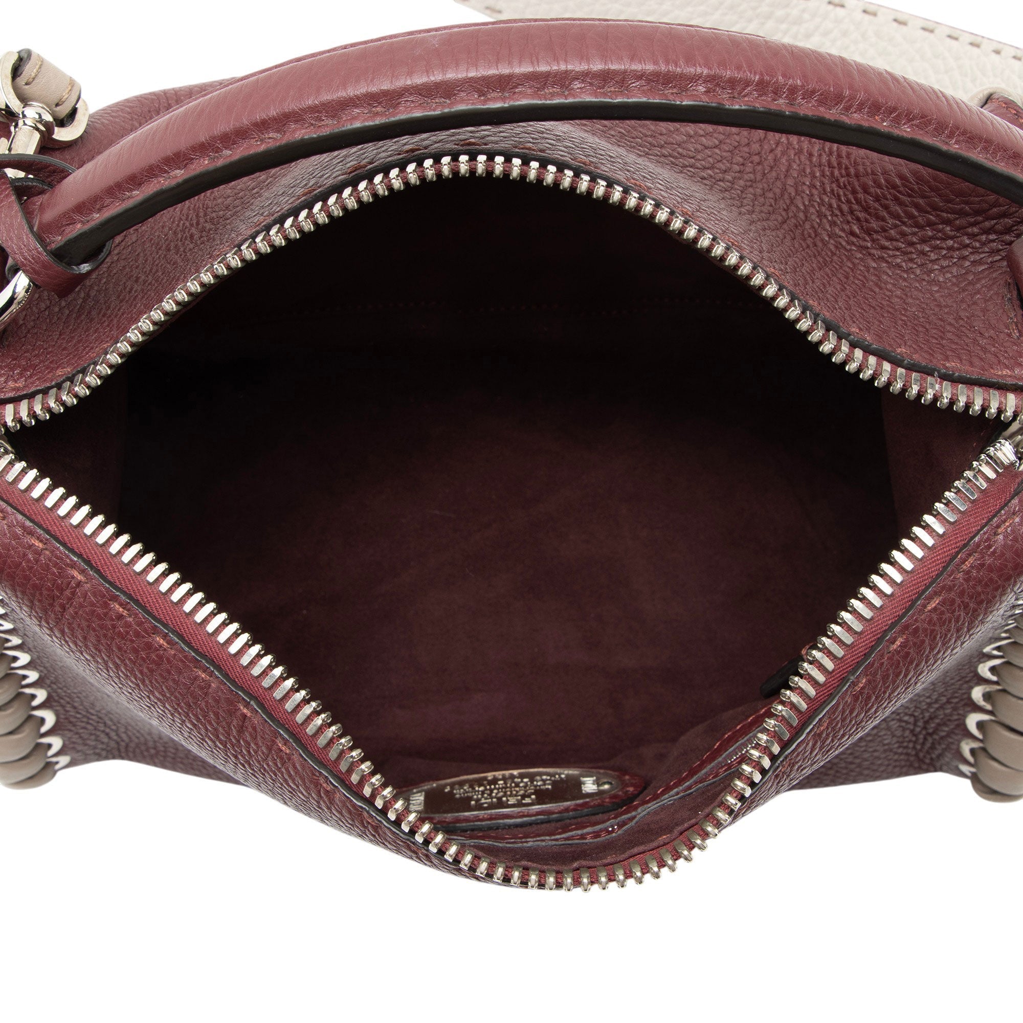Fendi Selleria Leather Whipstitch Lei Boston Bag
