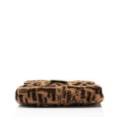 Fendi Shearling FF Baguette Shoulder Bag