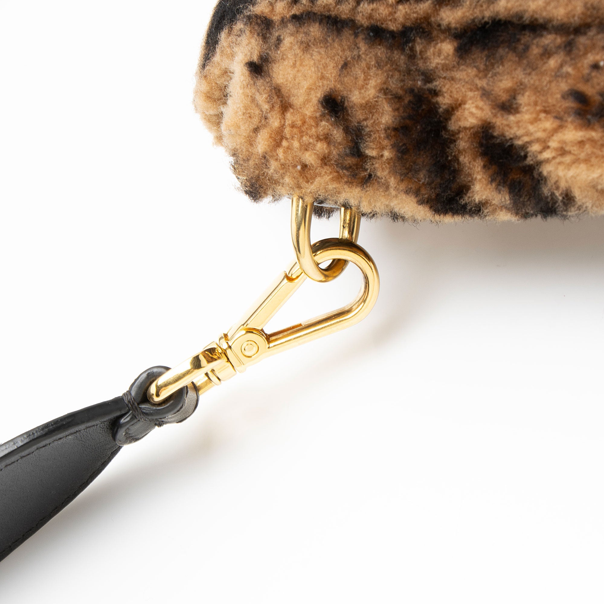 Fendi Shearling FF Baguette Shoulder Bag