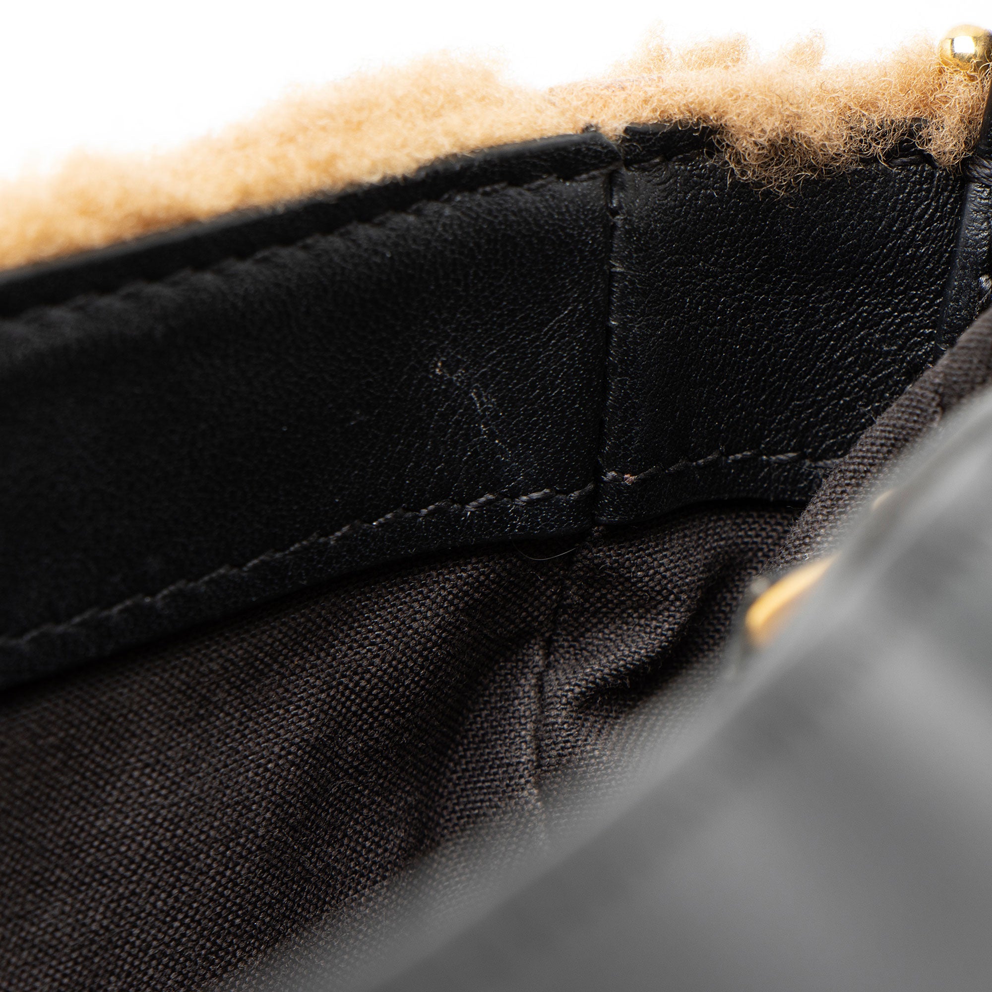 Fendi Shearling FF Baguette Shoulder Bag
