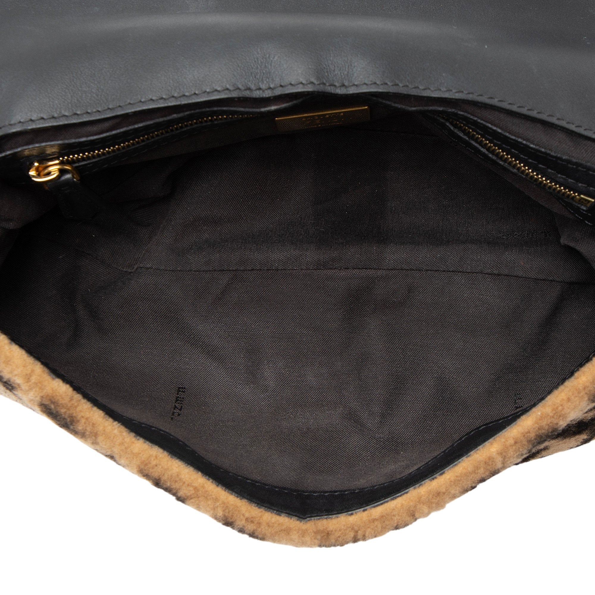 Fendi Shearling FF Baguette Shoulder Bag