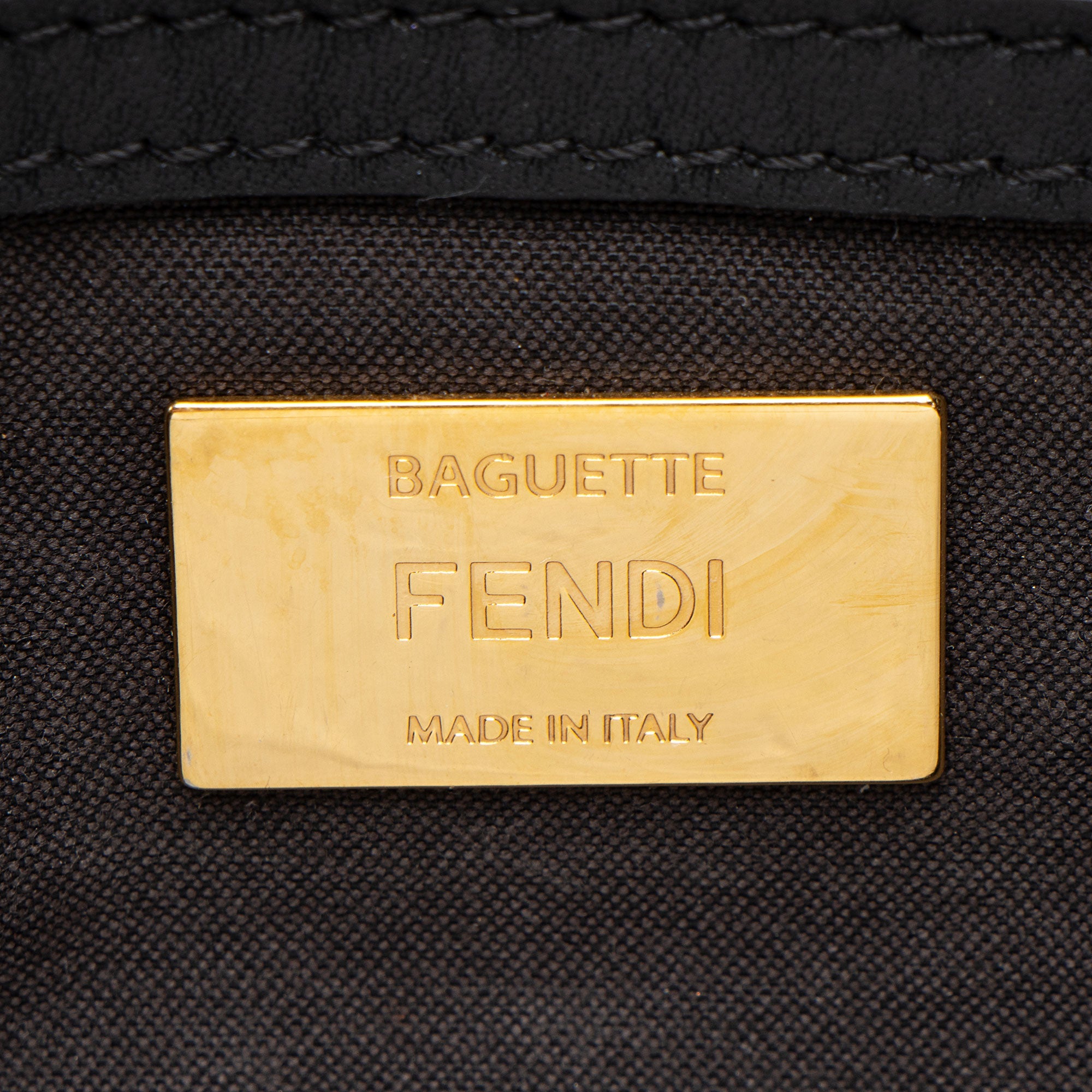 Fendi Shearling FF Baguette Shoulder Bag