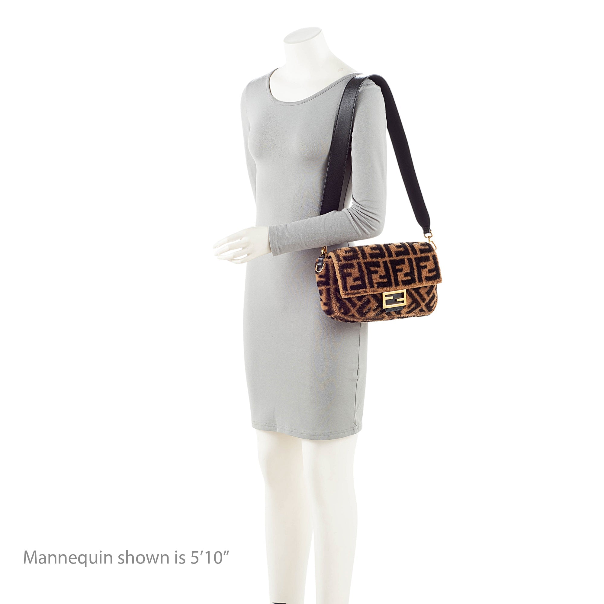 Fendi Shearling FF Baguette Shoulder Bag