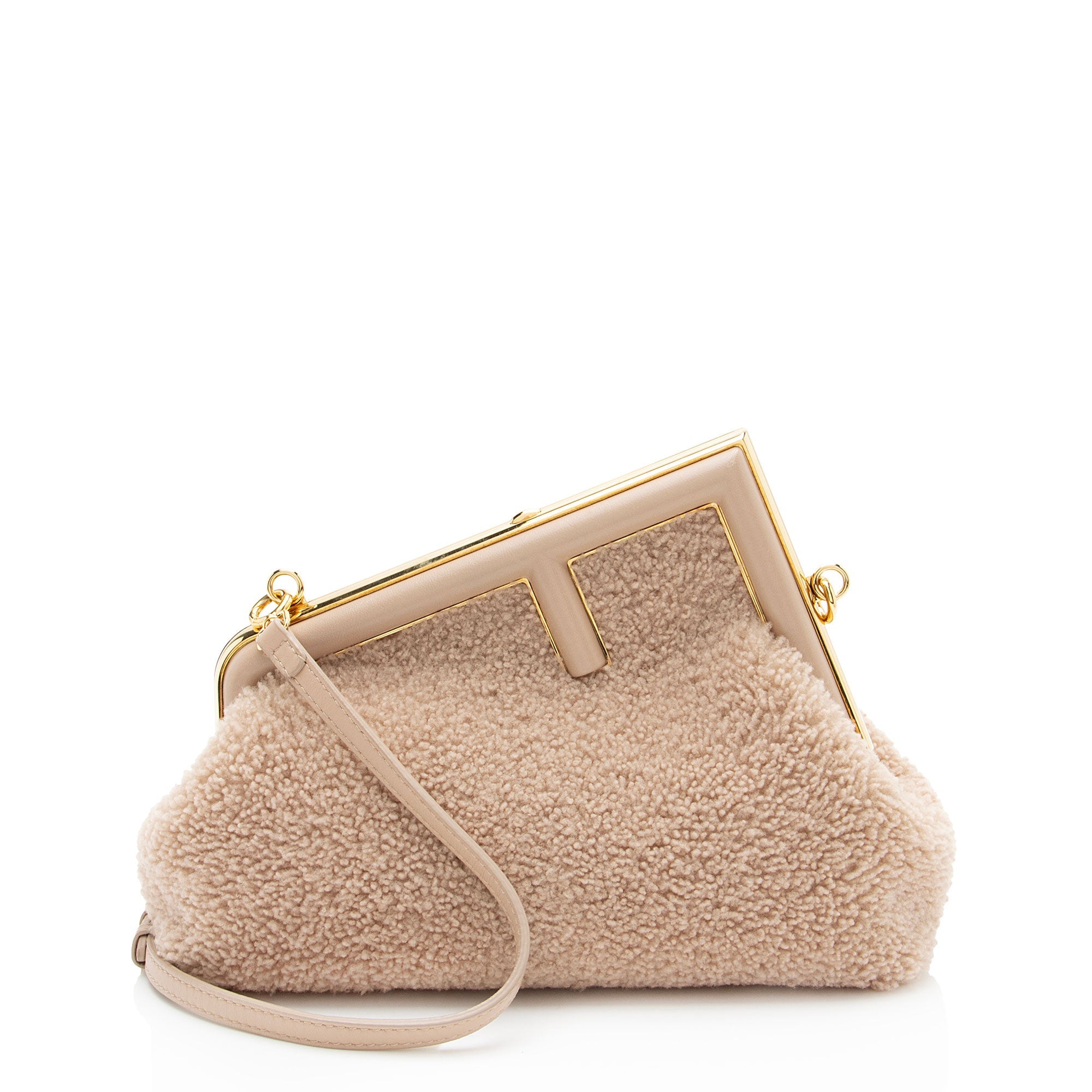Fendi Shearling Fendi First Small Shoulder Bag