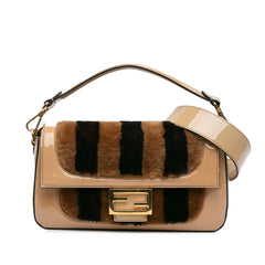 Fendi Shearling Pequin Baguette Satchel