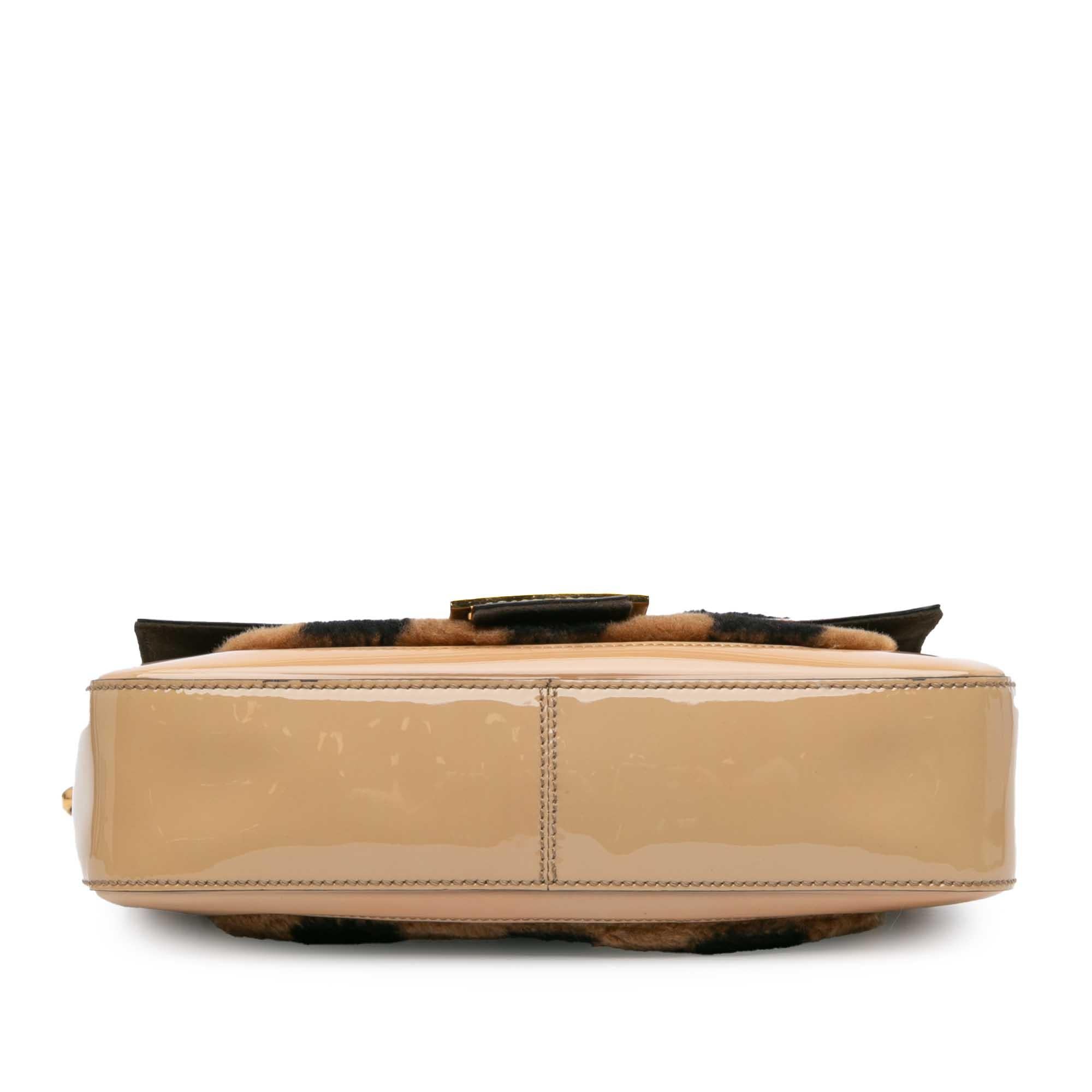 Fendi Shearling Pequin Baguette Satchel