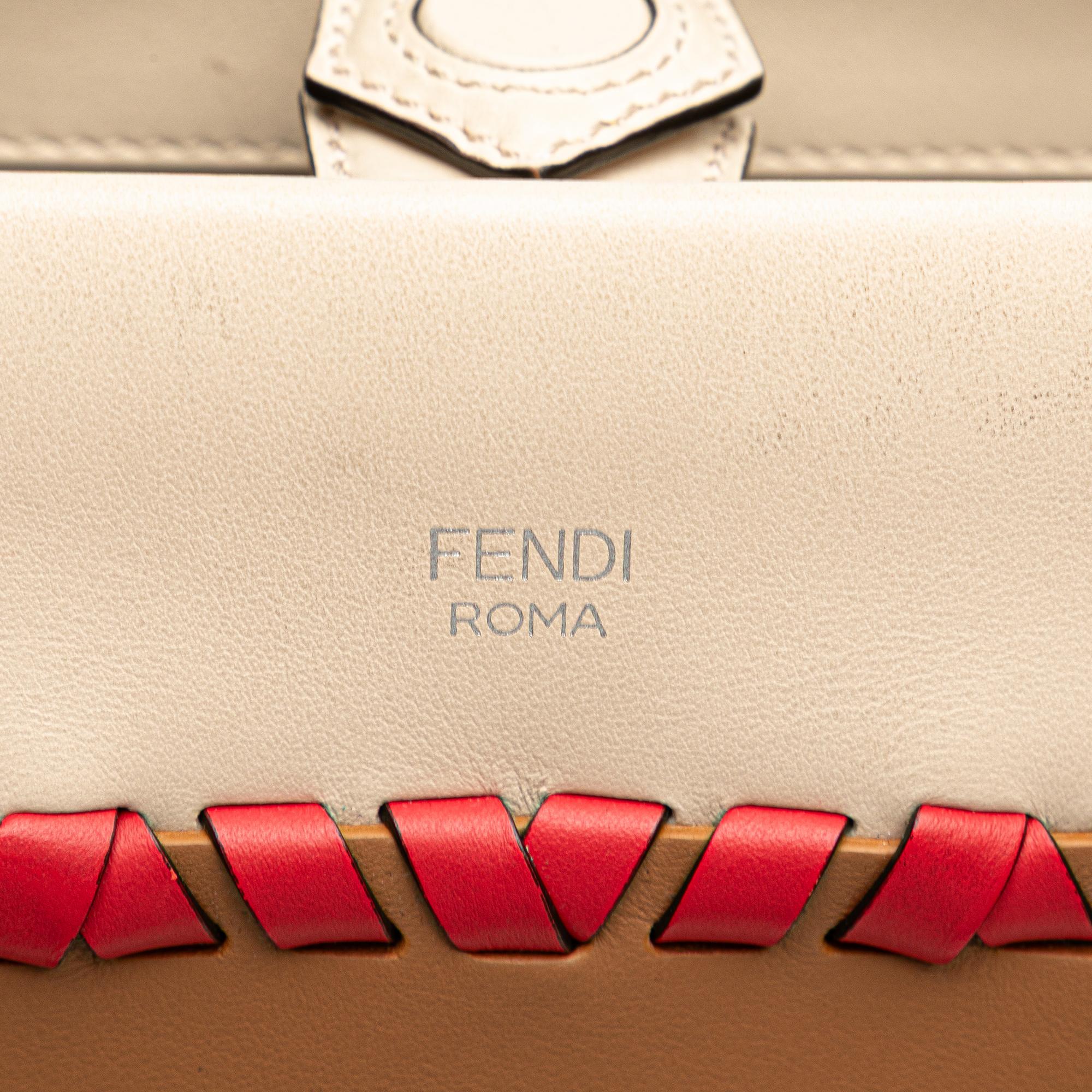 Fendi Small Bicolor Calfskin Whipstitch Runway Satchel