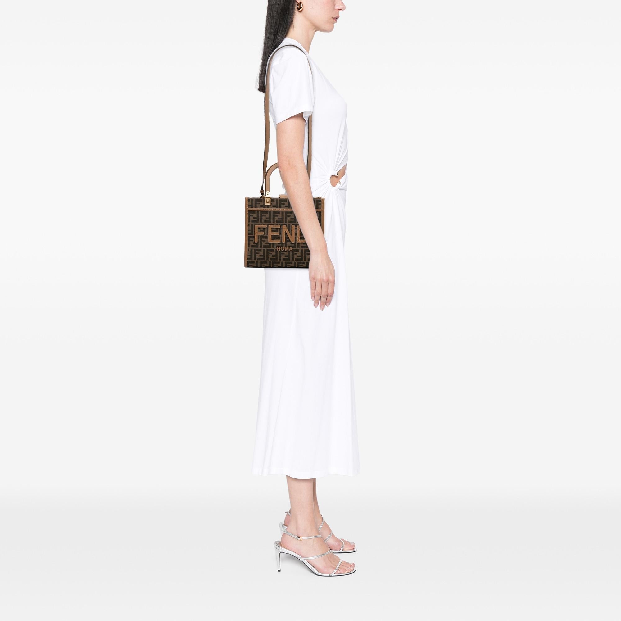 Fendi Small Zucca Canvas Sunshine Shopper Tote