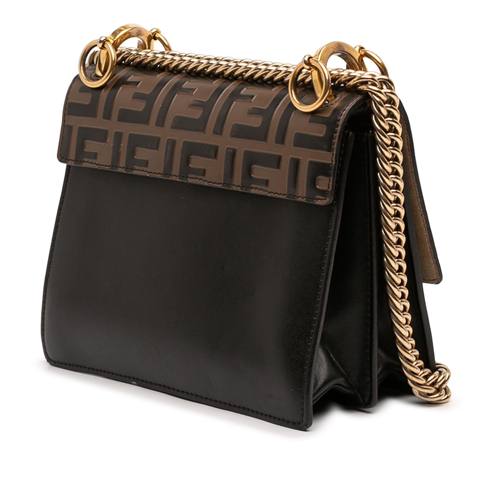 Fendi Small Zucca Embossed Leather Kan I Crossbody