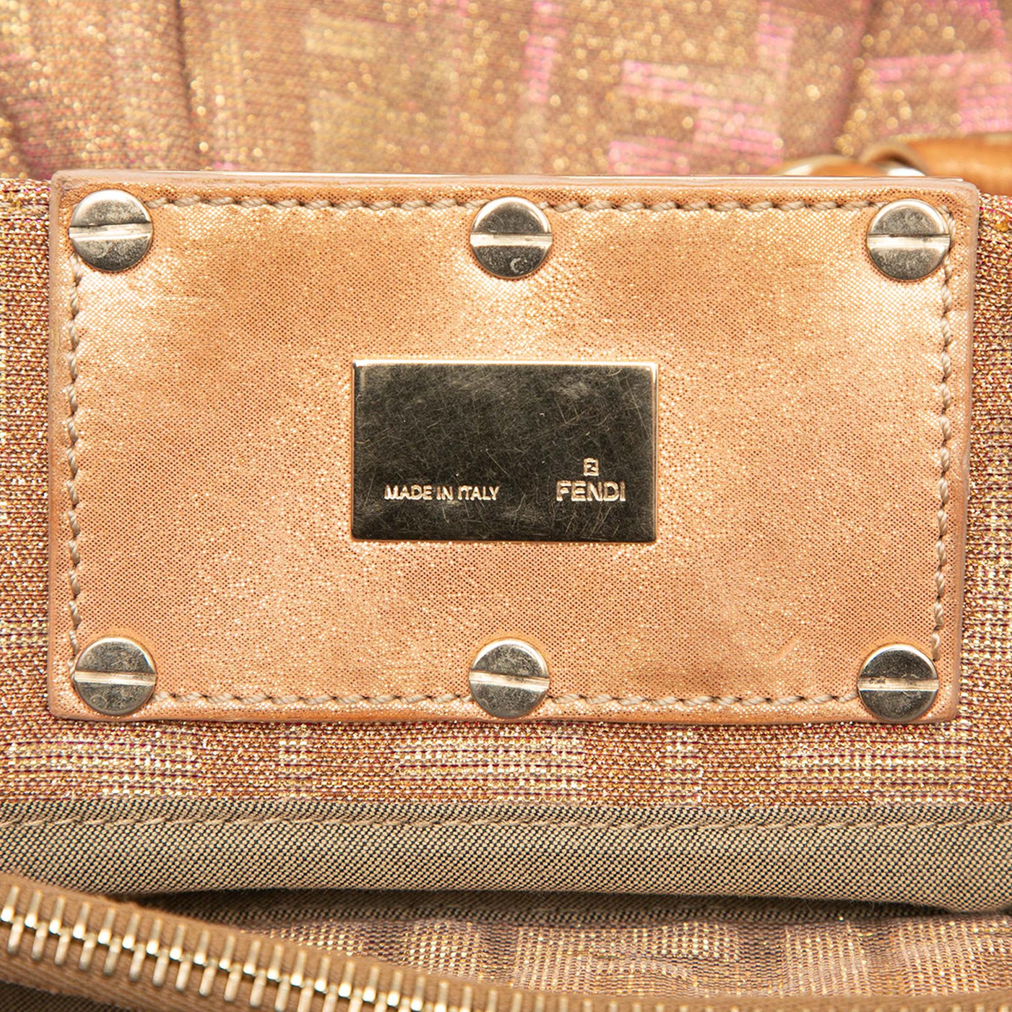 Fendi Small Zucca Metallic Lurex Mia Chain Tote