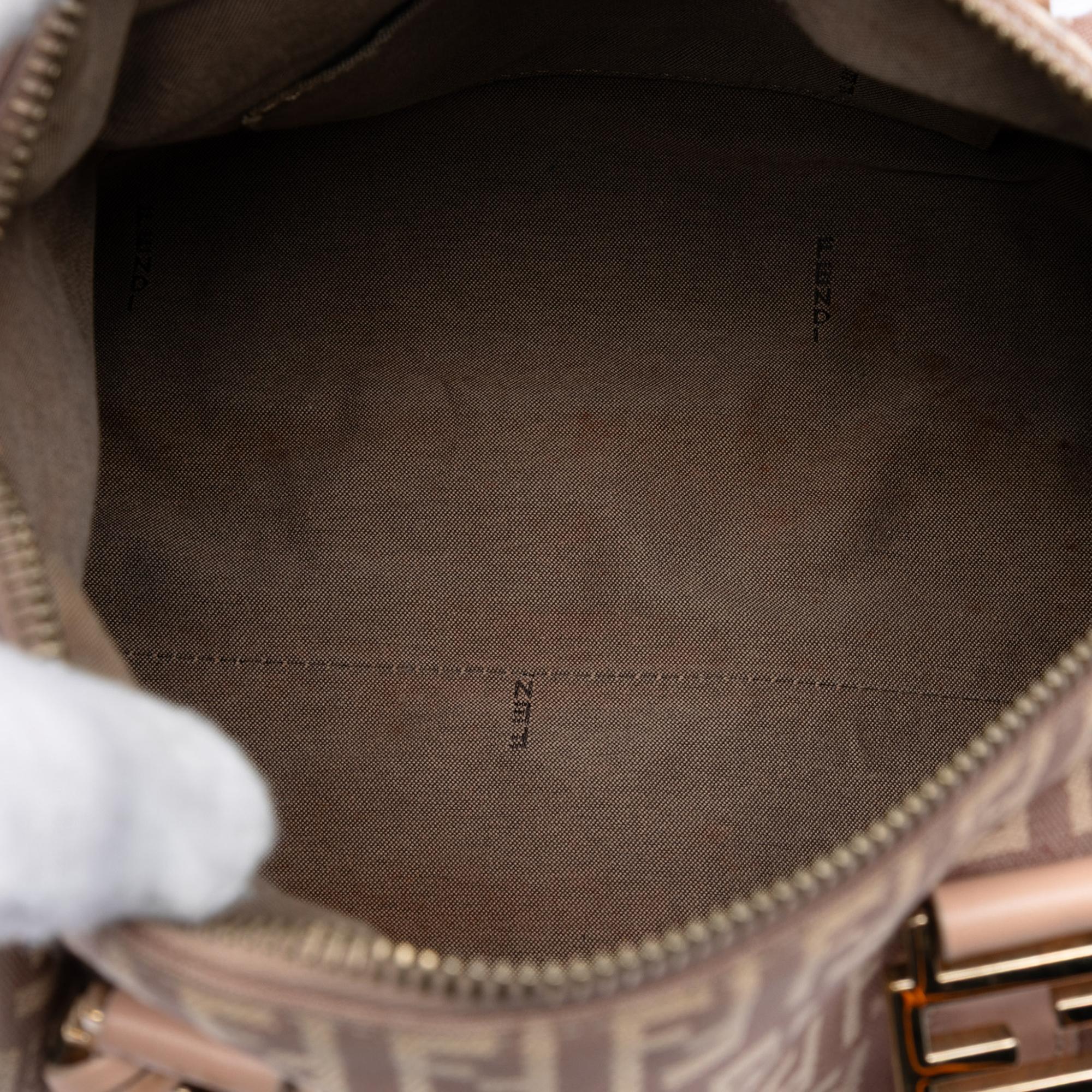 Fendi Small Zucchino Canvas Forever Bauletto Boston Bag