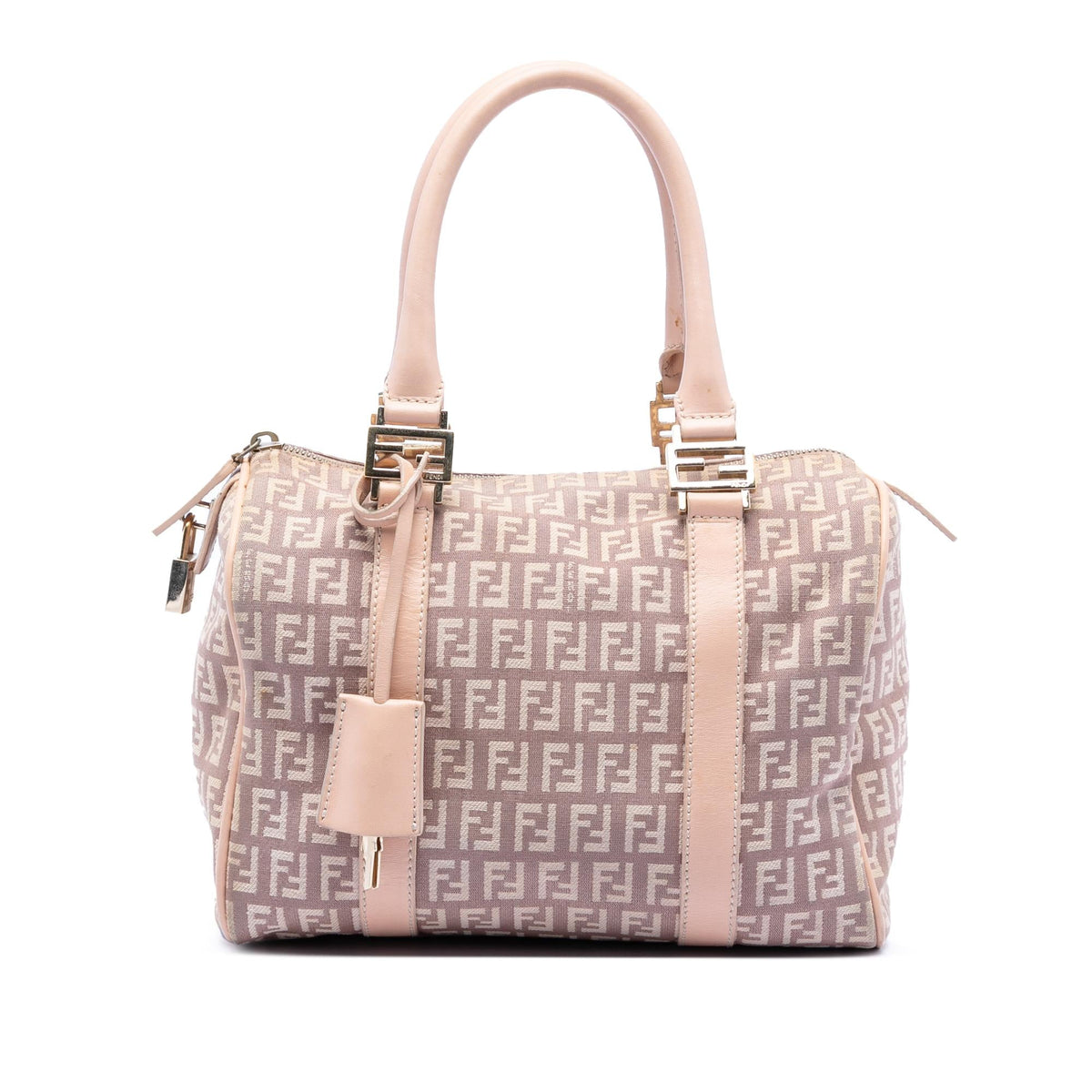 Fendi Small Zucchino Canvas Forever Bauletto Boston Bag