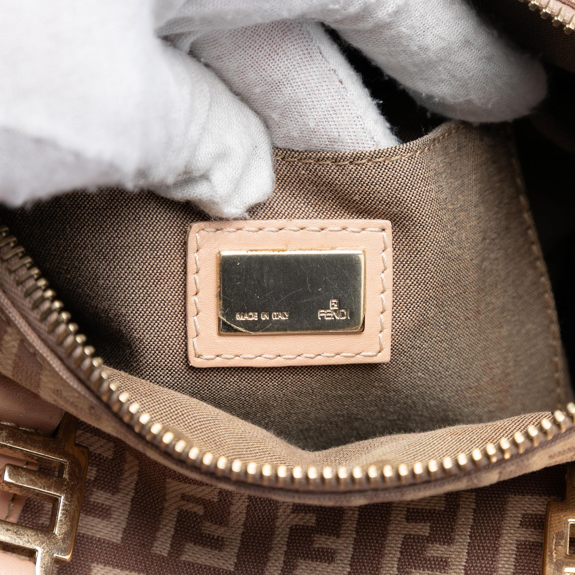 Fendi Small Zucchino Canvas Forever Bauletto Boston Bag