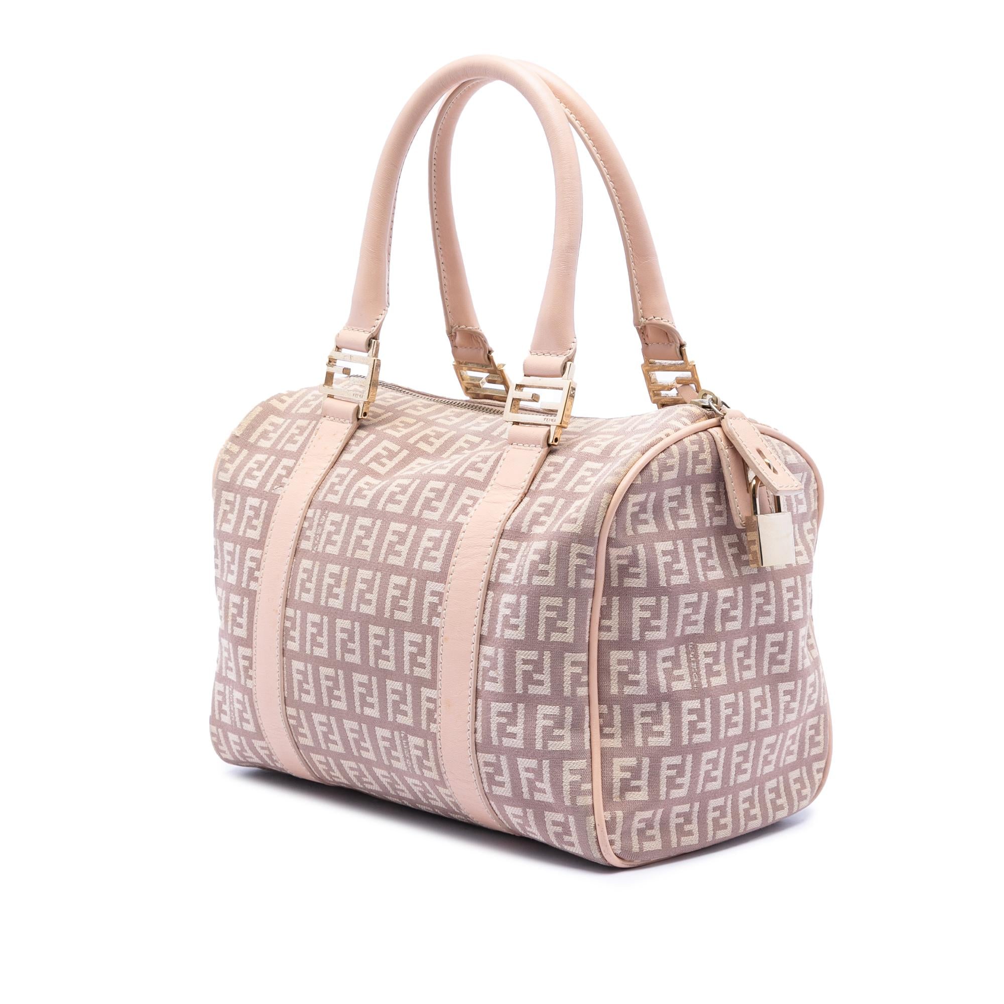 Fendi Small Zucchino Canvas Forever Bauletto Boston Bag