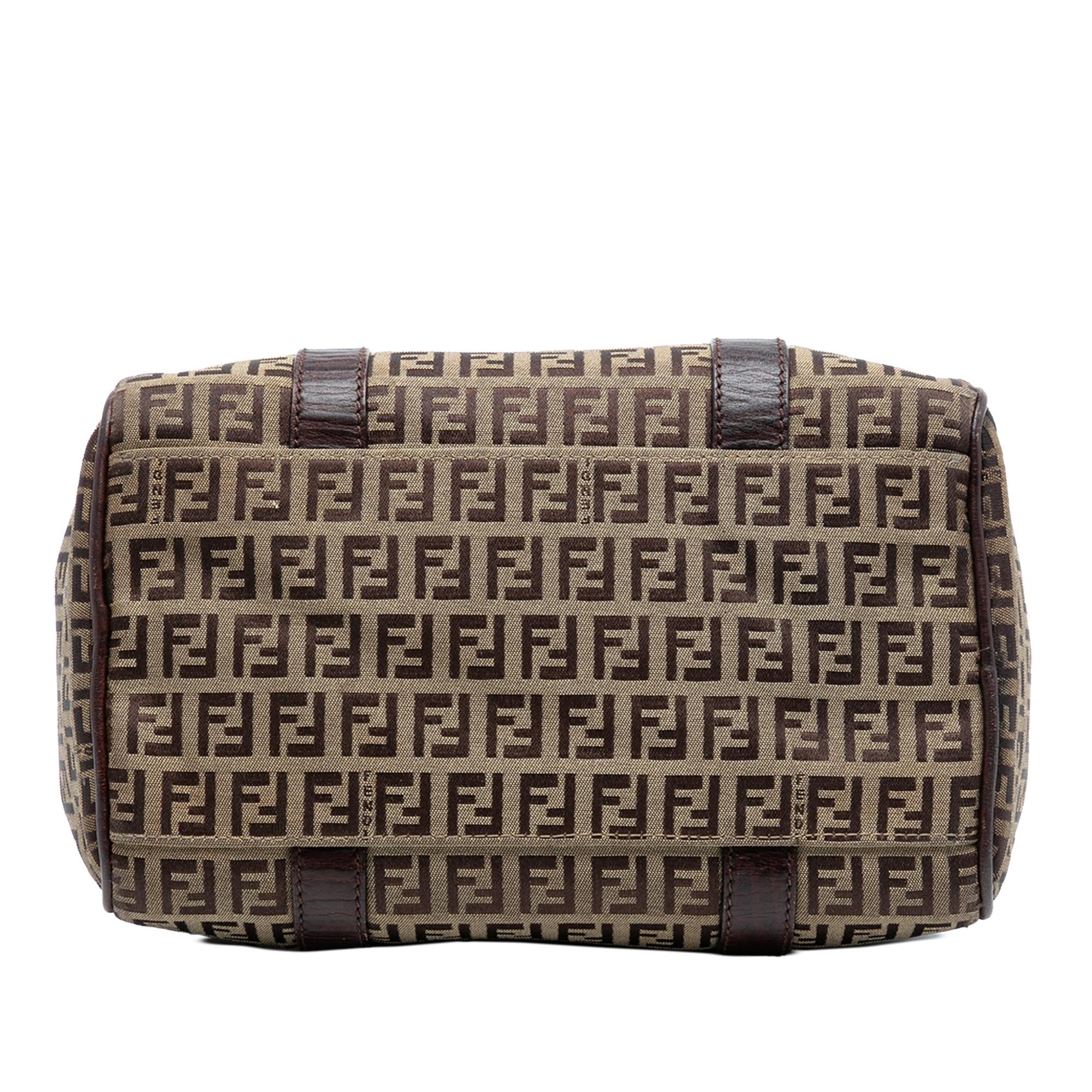 Fendi Small Zucchino Canvas Forever Bauletto Boston Bag