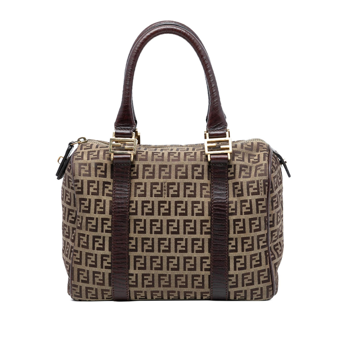 Fendi Small Zucchino Canvas Forever Bauletto Boston Bag