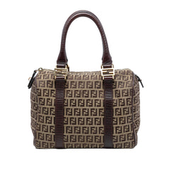 Fendi Small Zucchino Canvas Forever Bauletto Boston Bag