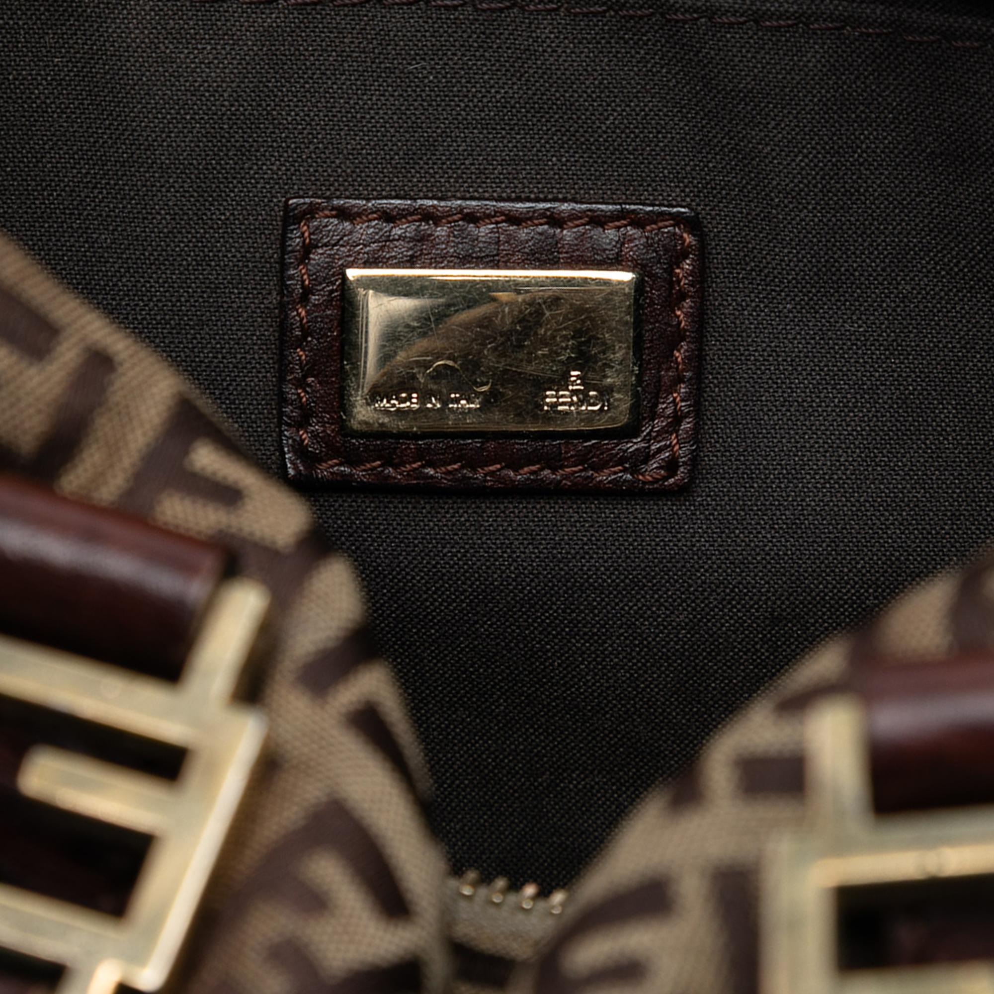 Fendi Small Zucchino Canvas Forever Bauletto Boston Bag